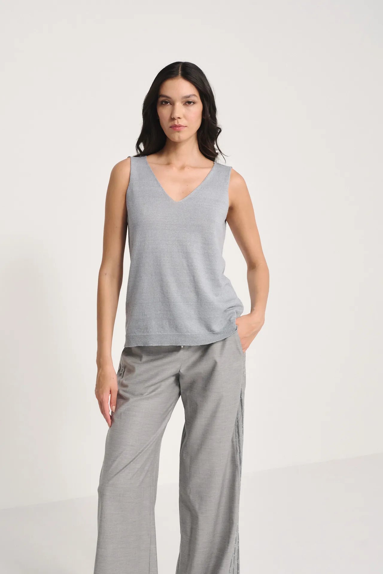 Top sewless in lino cotone