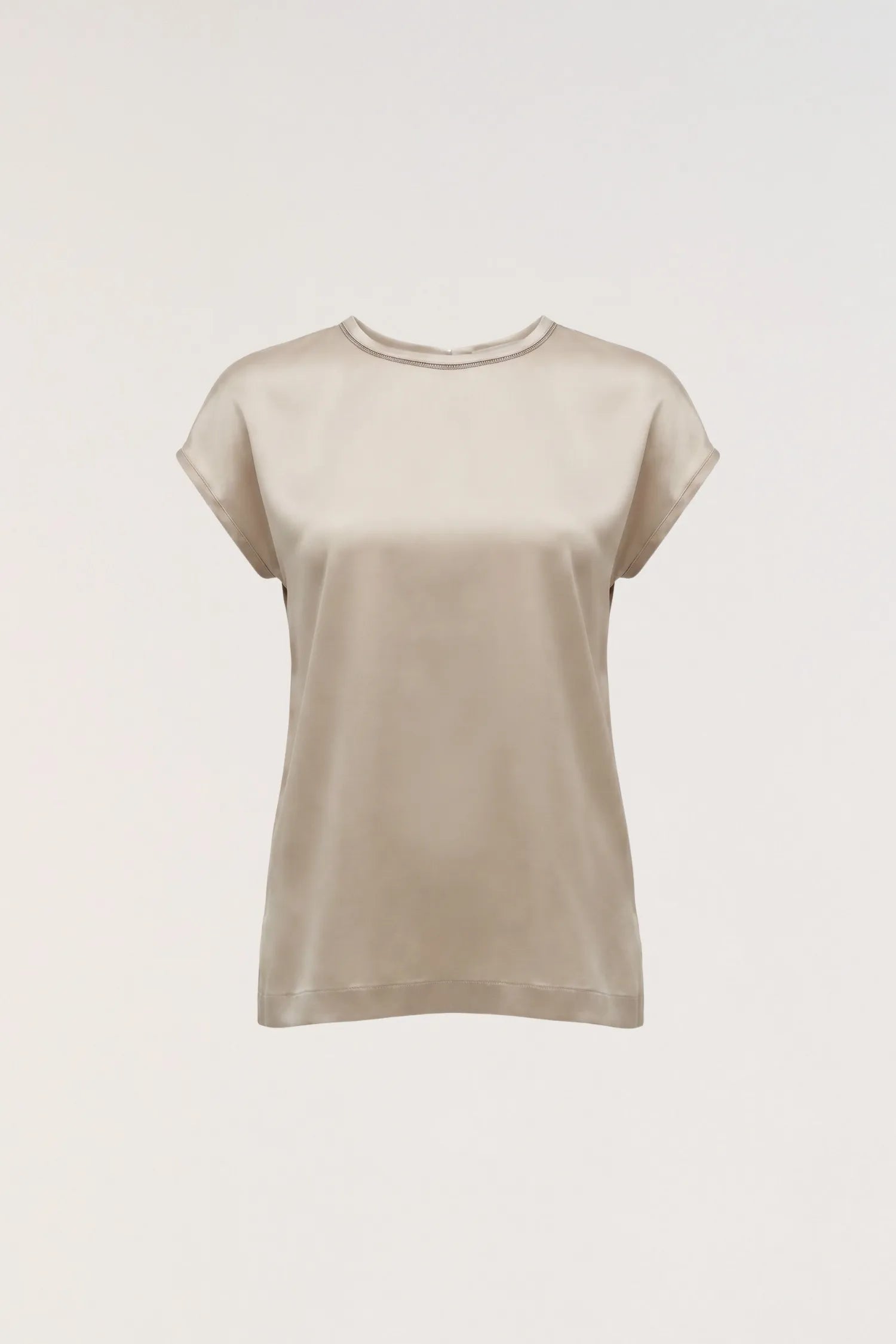 Blusa in raso di seta stretch con monile