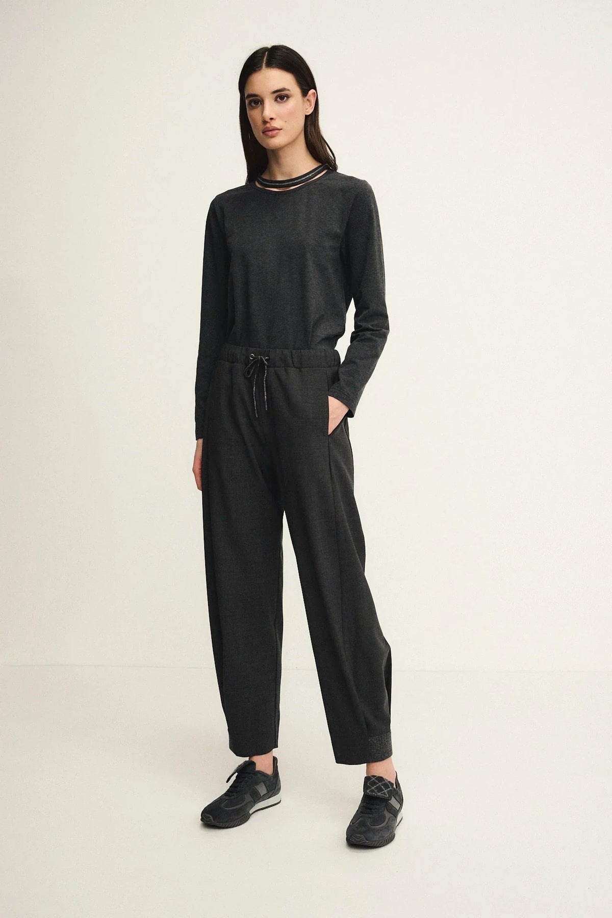 Pantaloni ballon in fresco lana