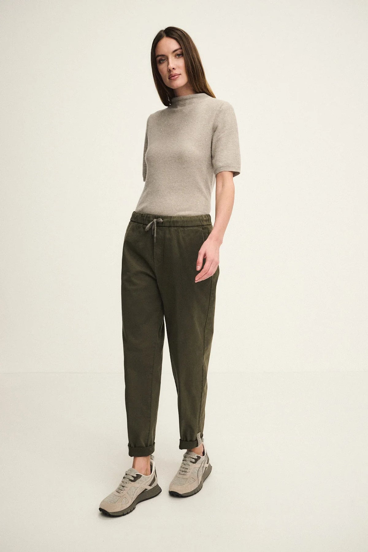 Carrot-fit garment-dyed trousers