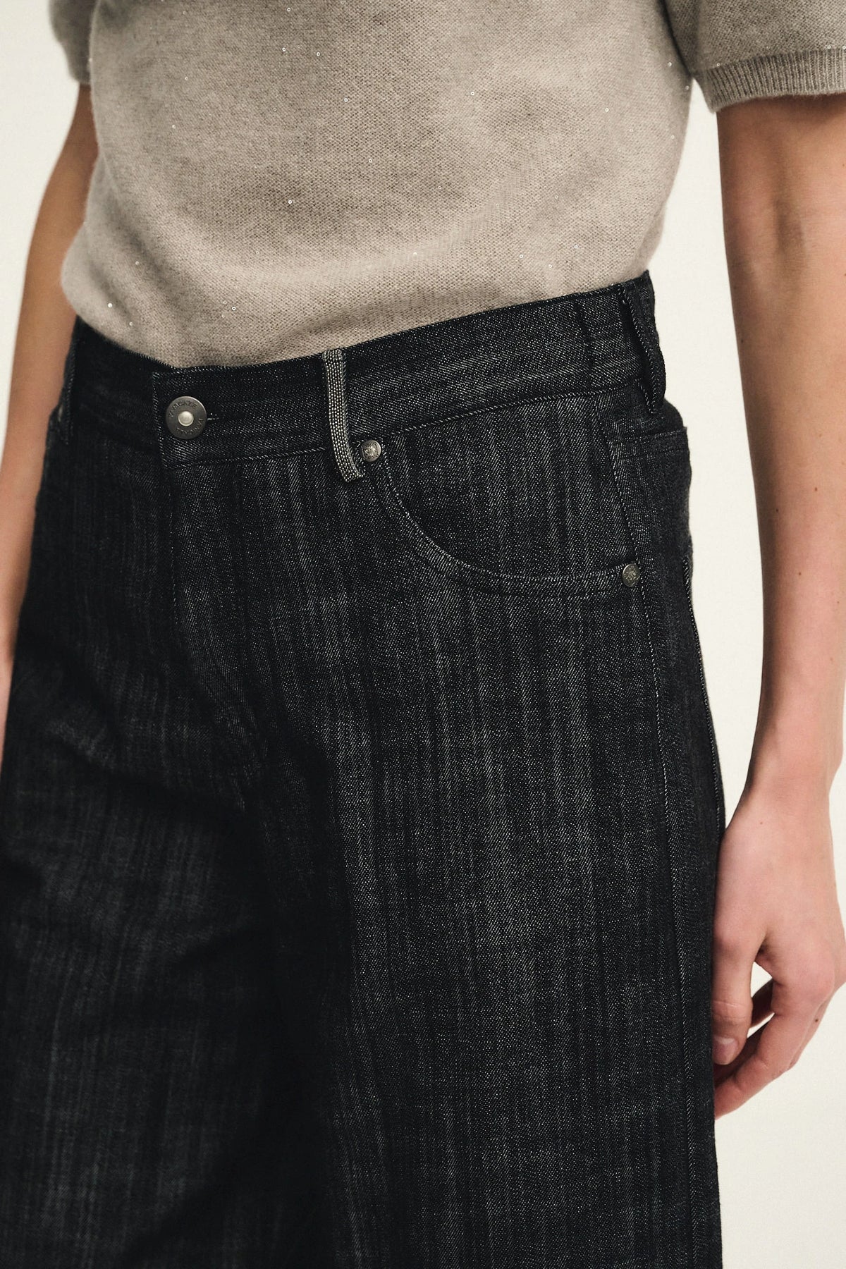 Wide palazzo denim trousers