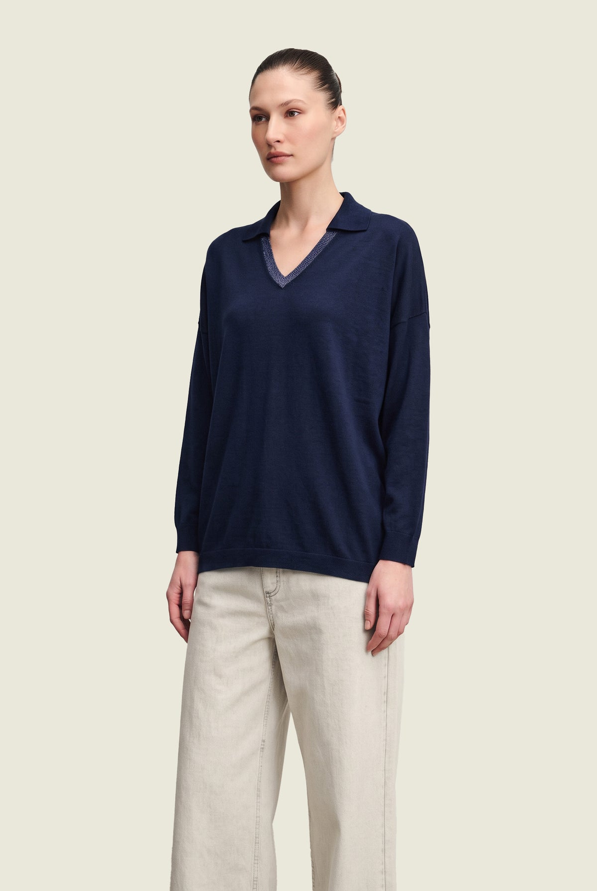 Silk and wool polo neck sweater