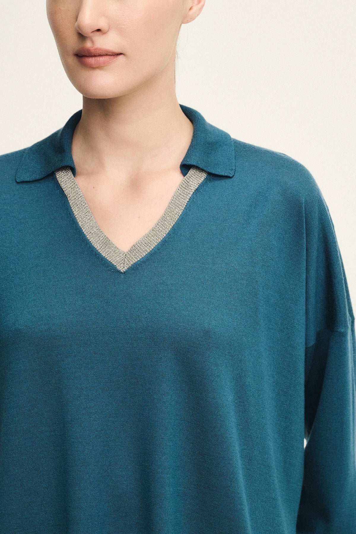 Silk and wool polo neck sweater