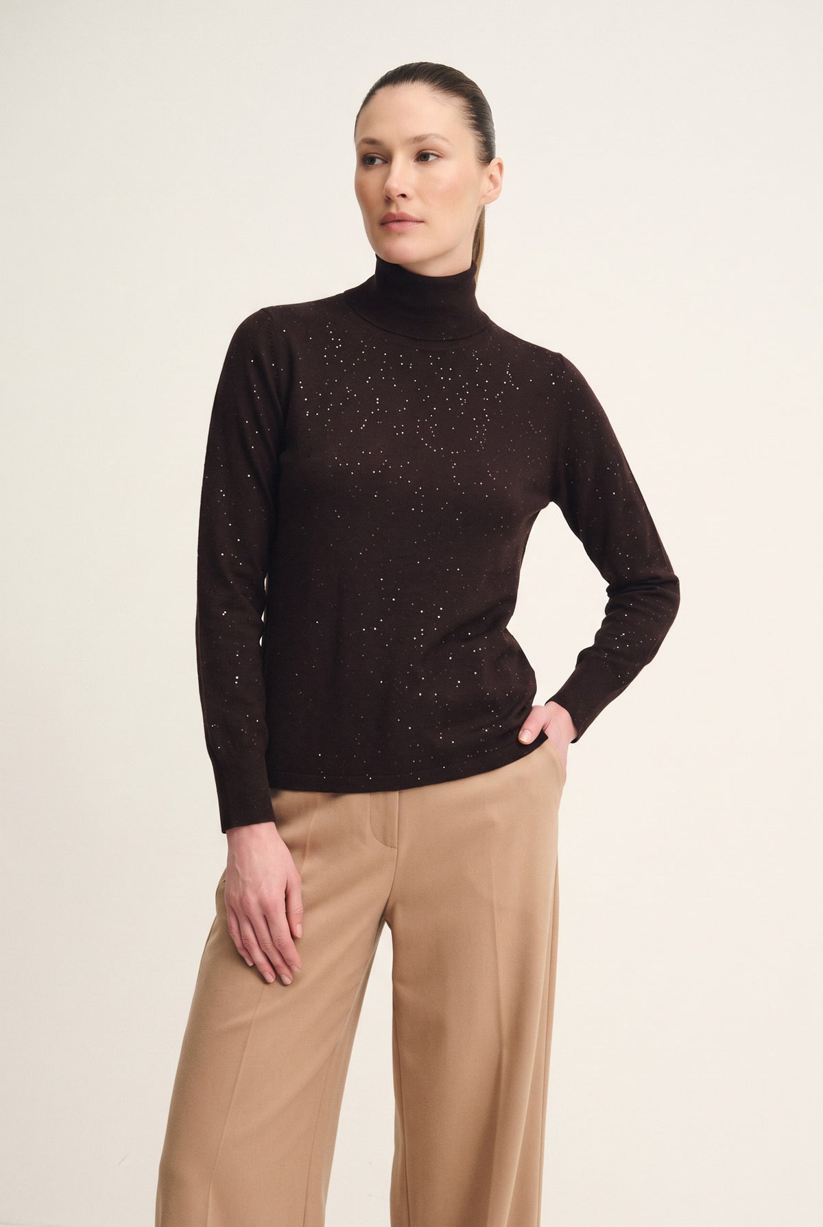 Collo alto sparkling in lana seta