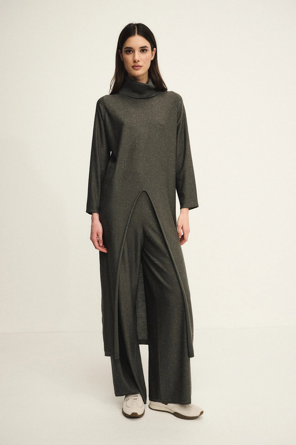 Sparkling silk wool tunic