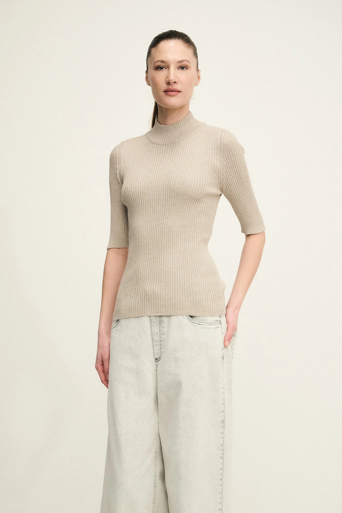 Lupetto sparkling in lana seta a coste