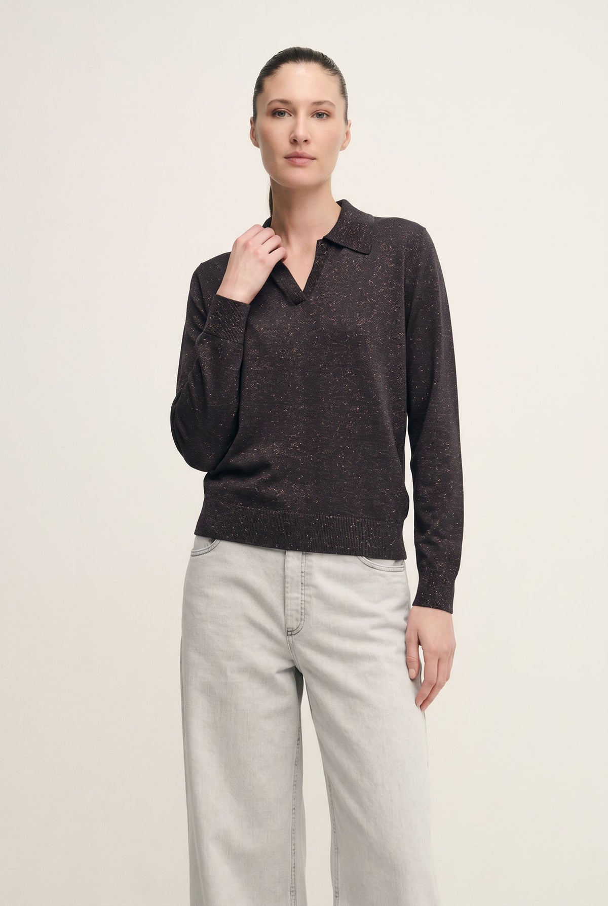 Wool shimmer polo shirt