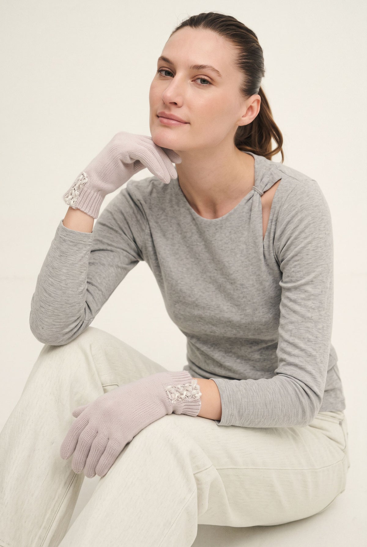 Guanti in lana, seta e cashmere