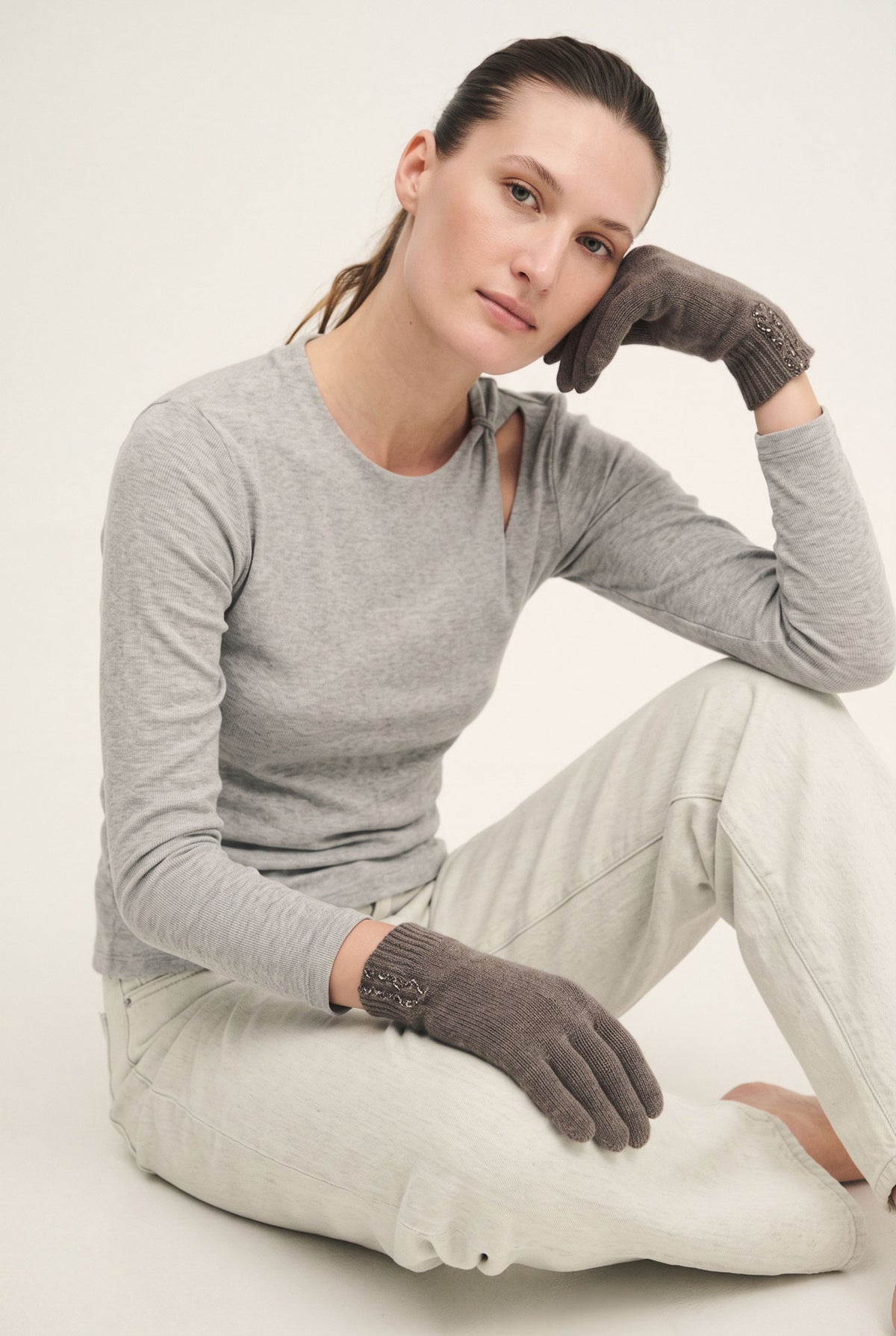 Guanti in lana, seta e cashmere