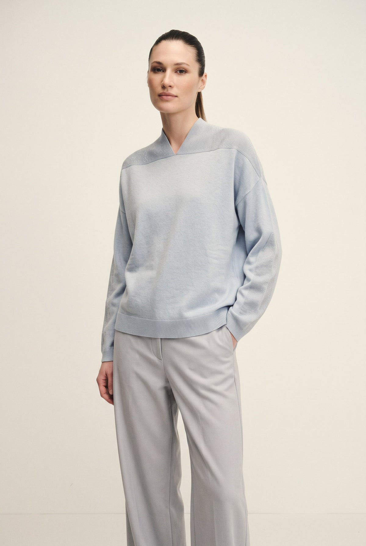 Maglia in lana seta cashmere con dettaglio shiny