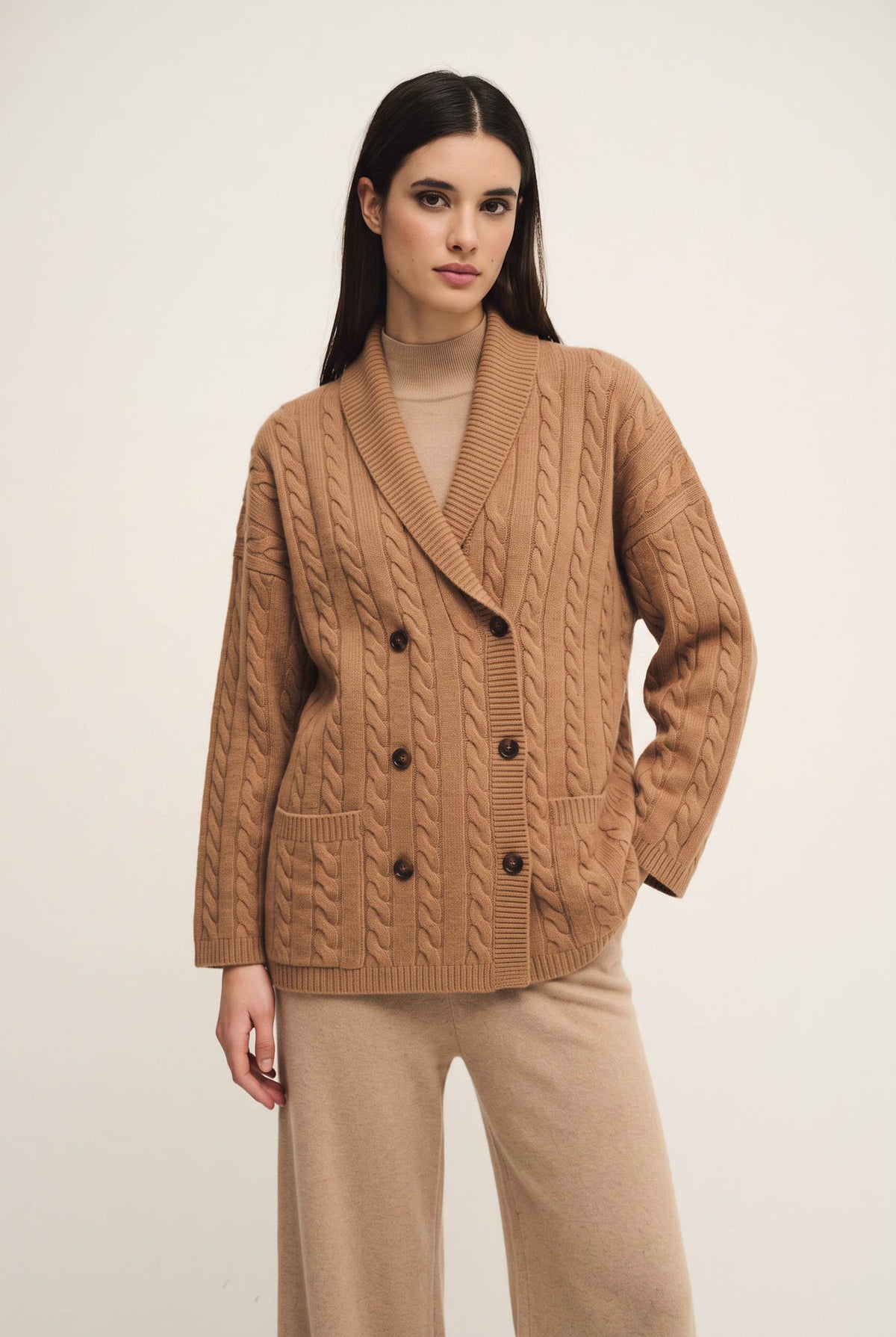 Cardigan Braids in lana, seta e cashmere
