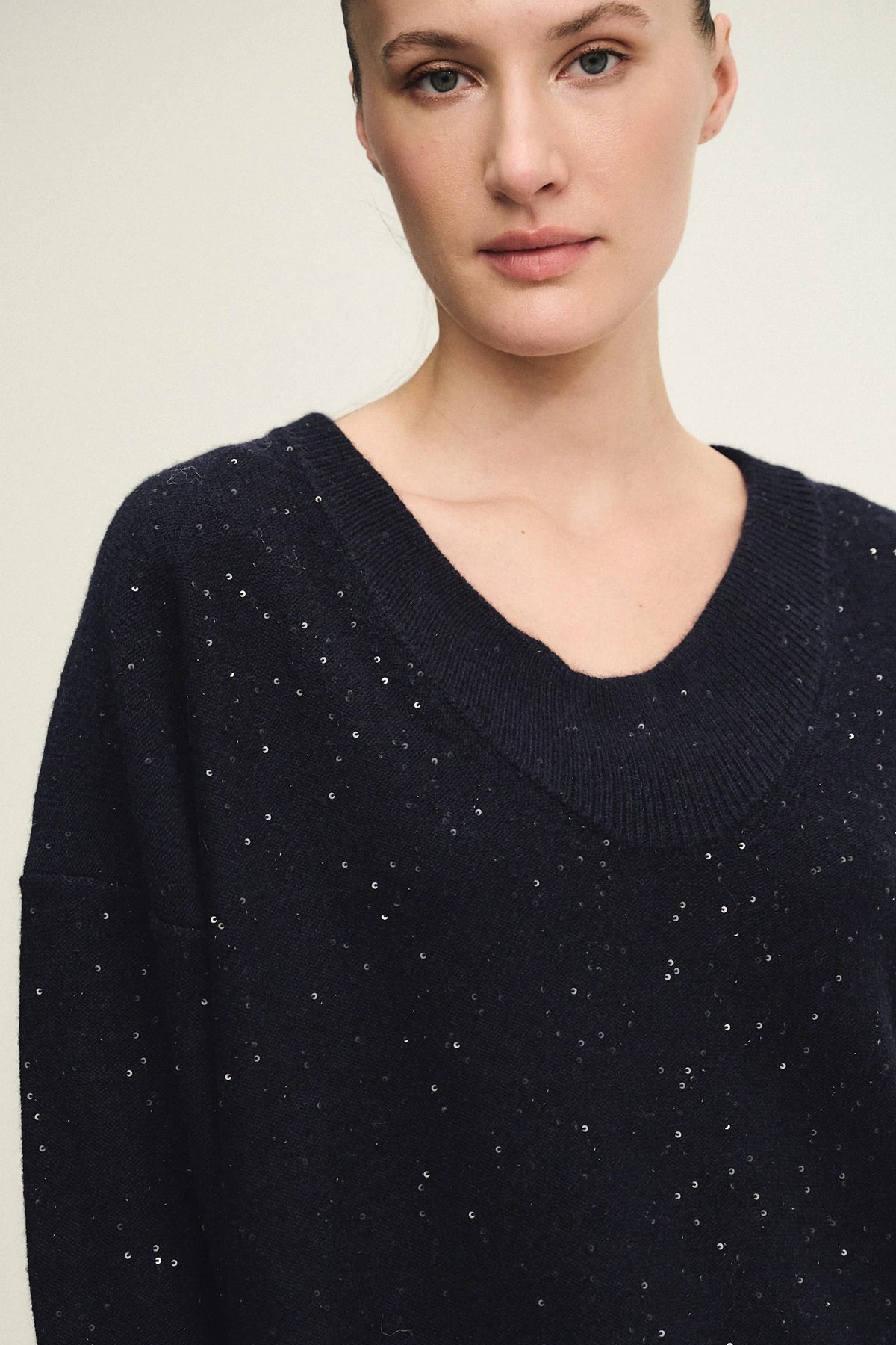 Maglia dazzling con scollo a coste dégradé