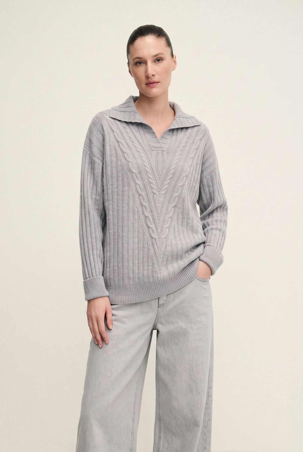 Dazzling cable knit polo