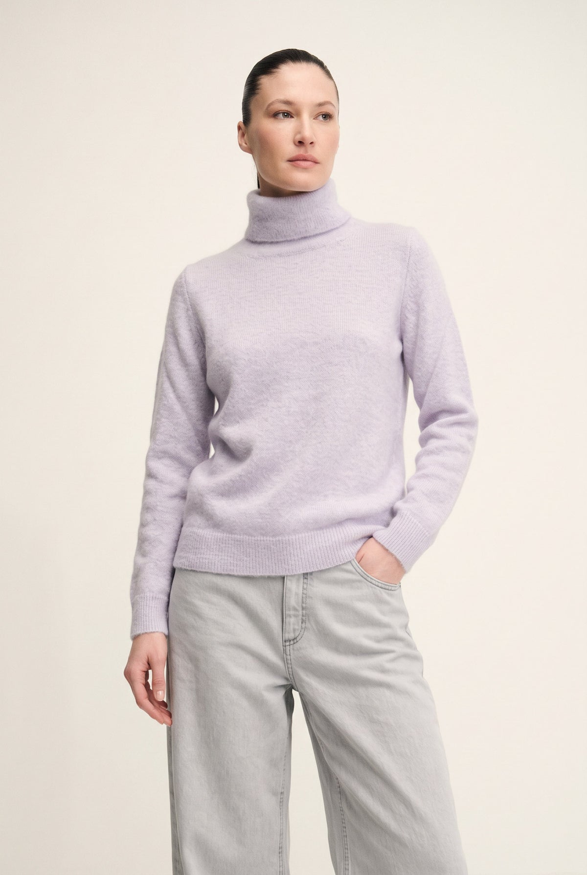 Maglia collo ciclista in mohair e alpaca