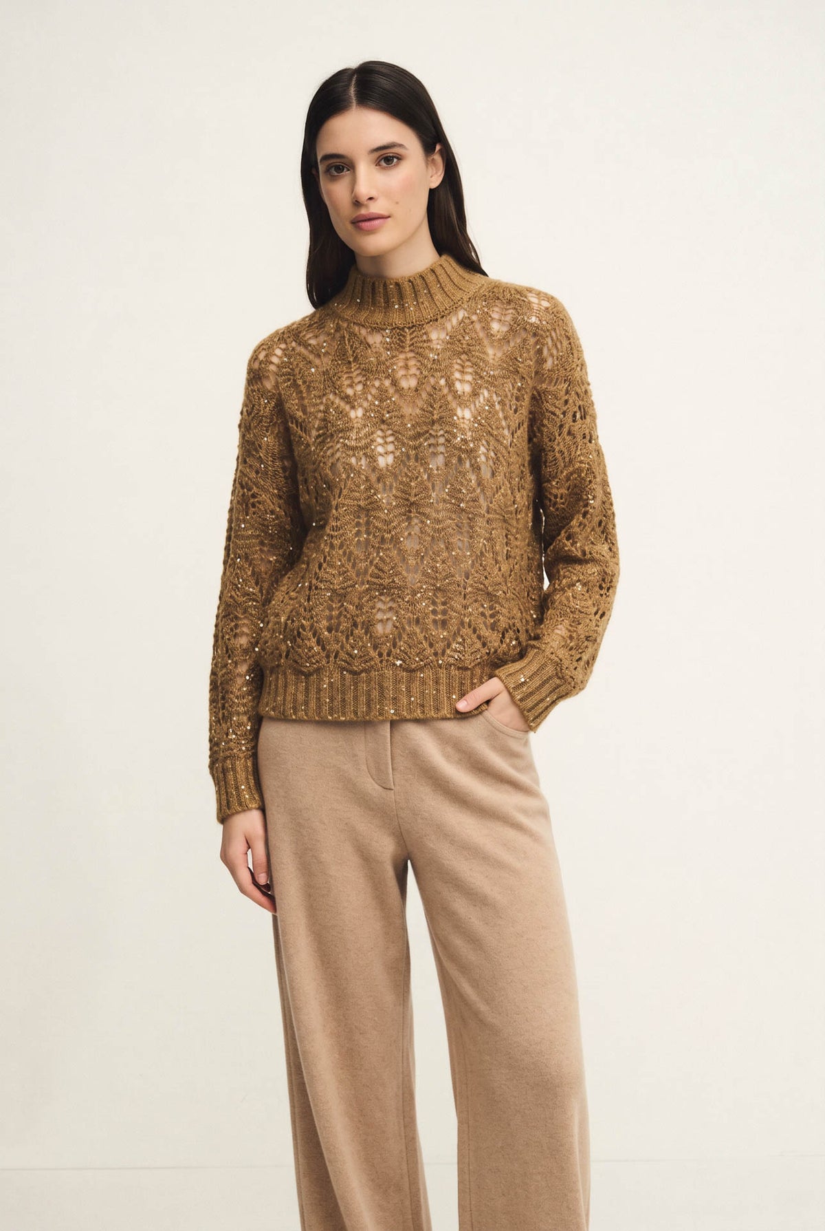 Maglia collo alto Radiance in mohair e alpaca