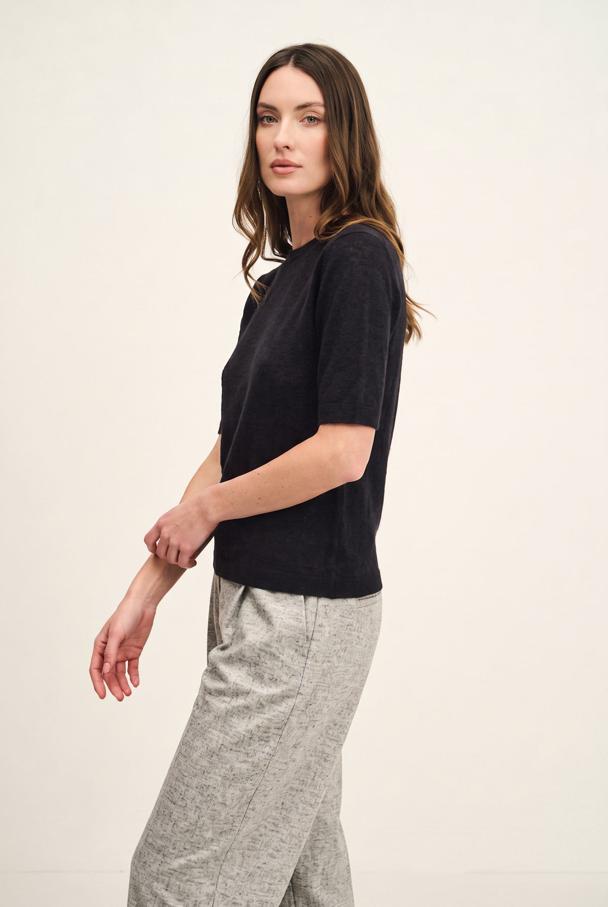 Short-sleeve superfine pure cashmere sweater