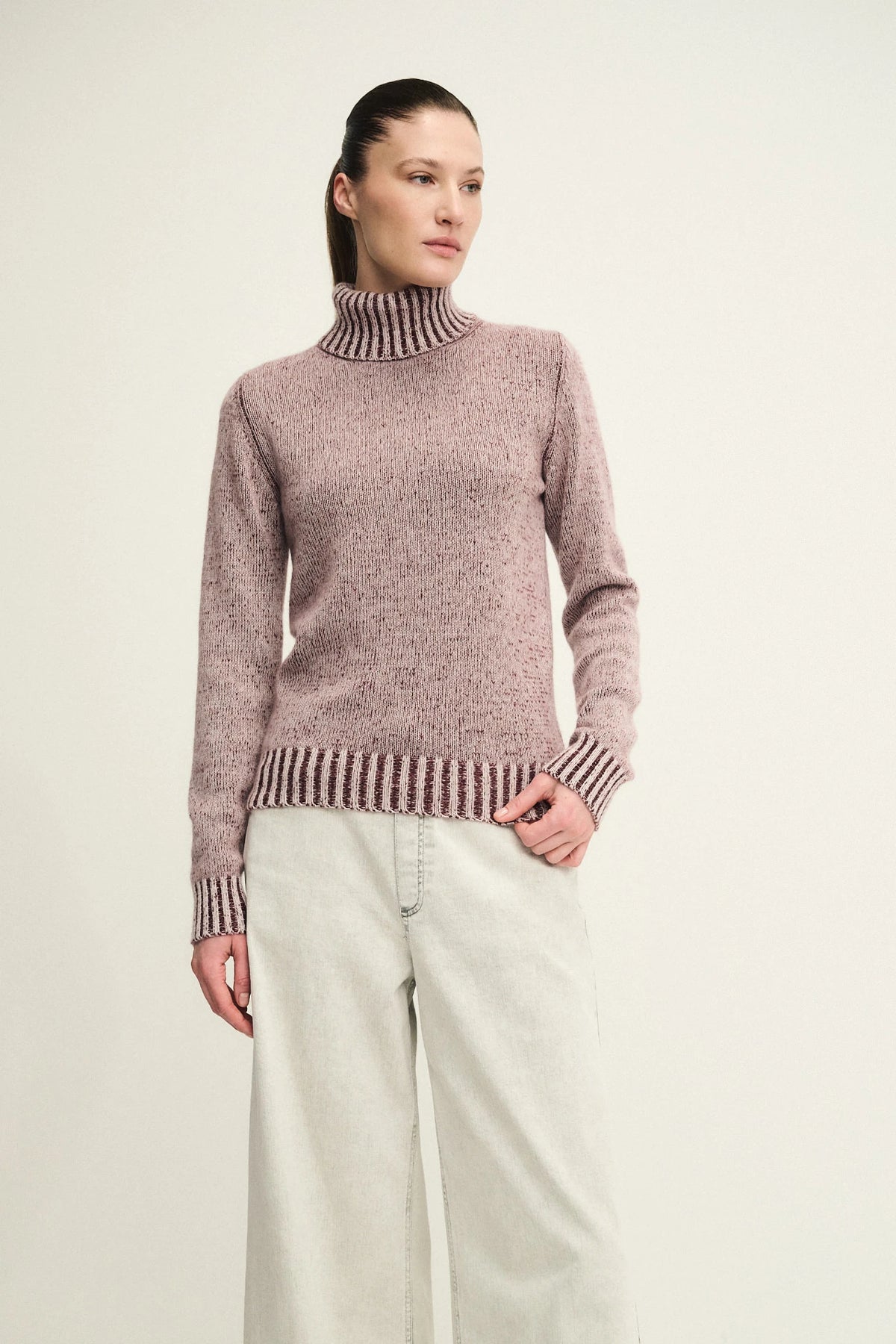 Two-tone cashmere jumper