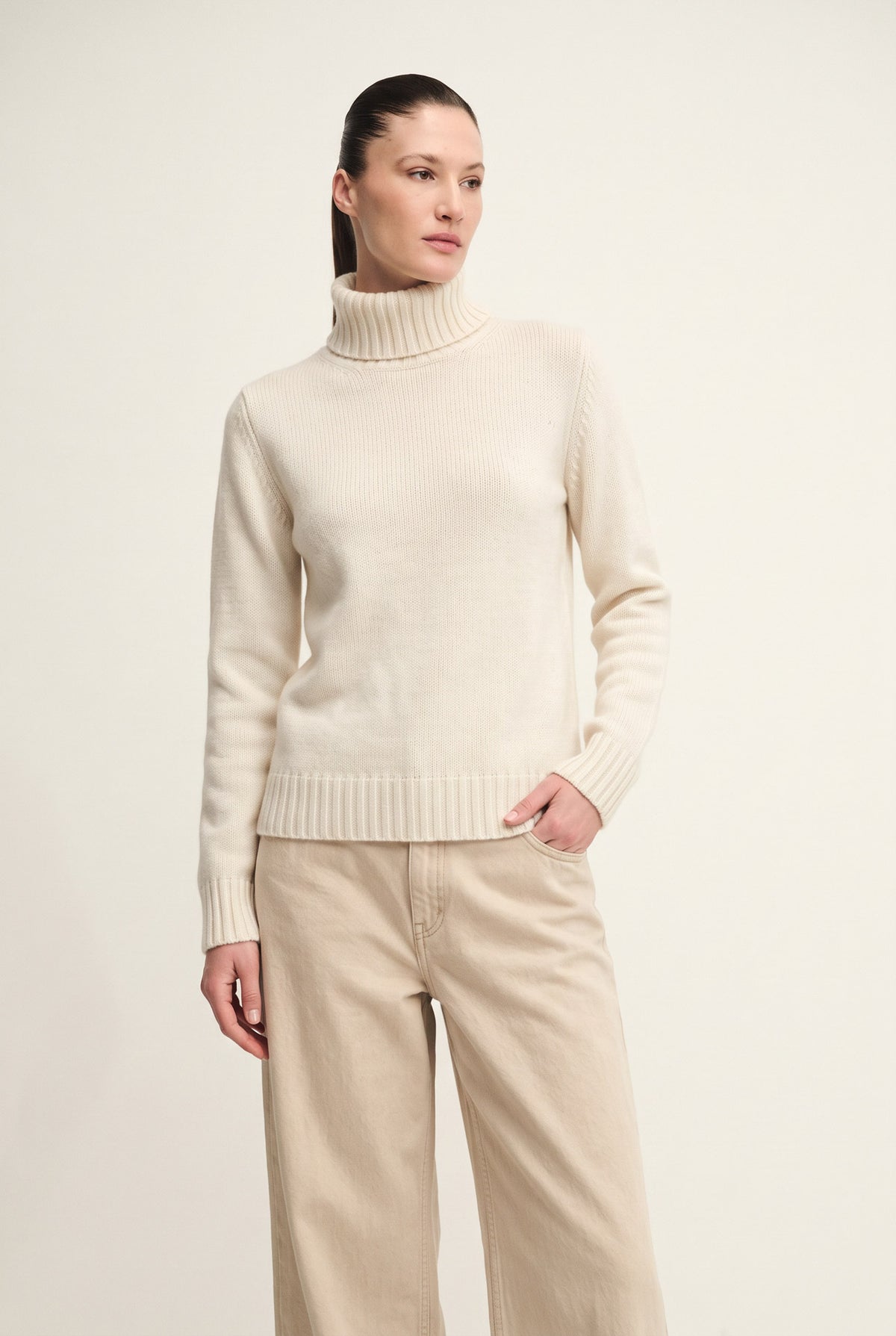 Two-tone cashmere jumper