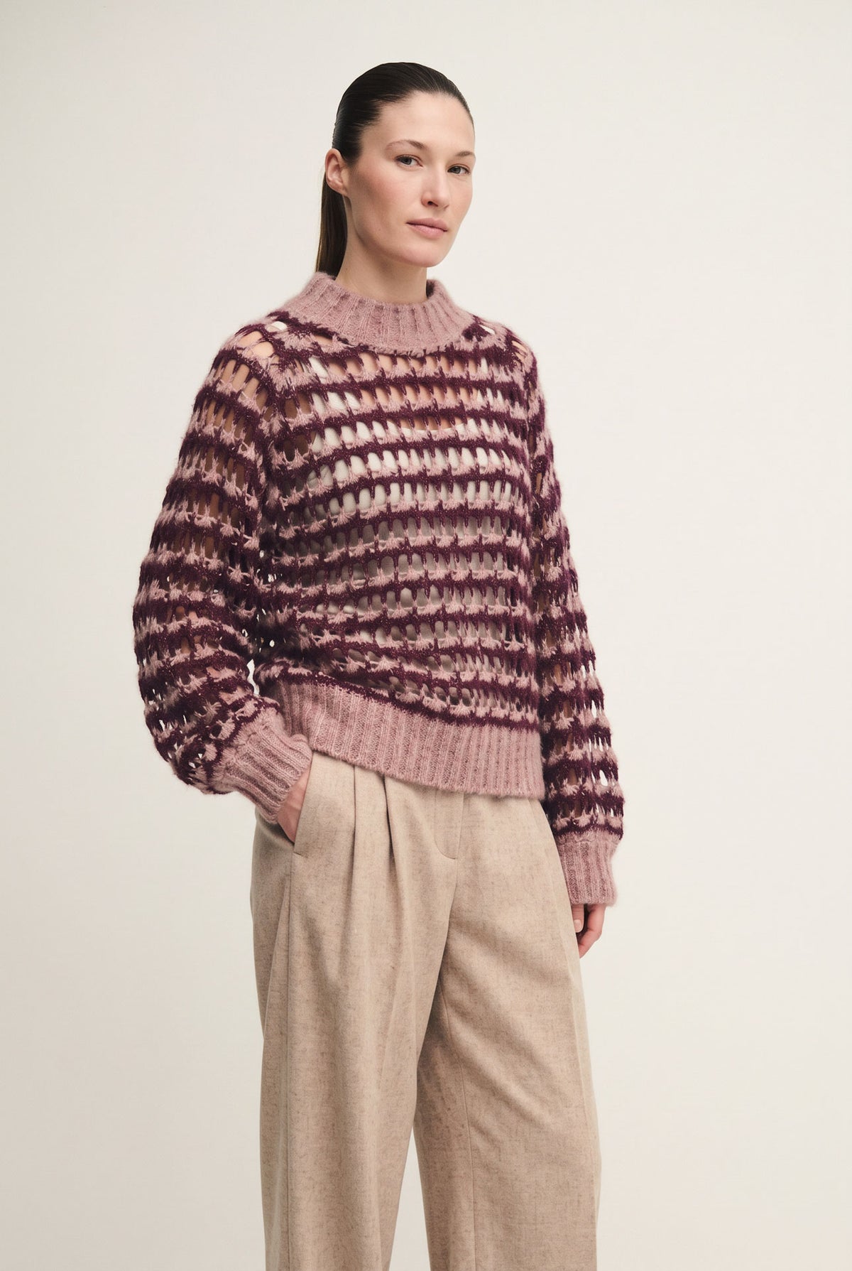Maglia openwork bicolore