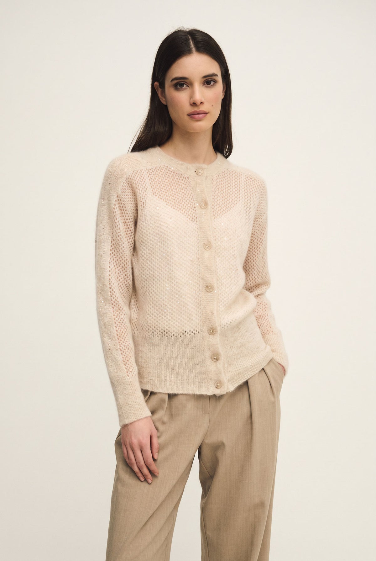Cardigan dazzling in maglia openwork