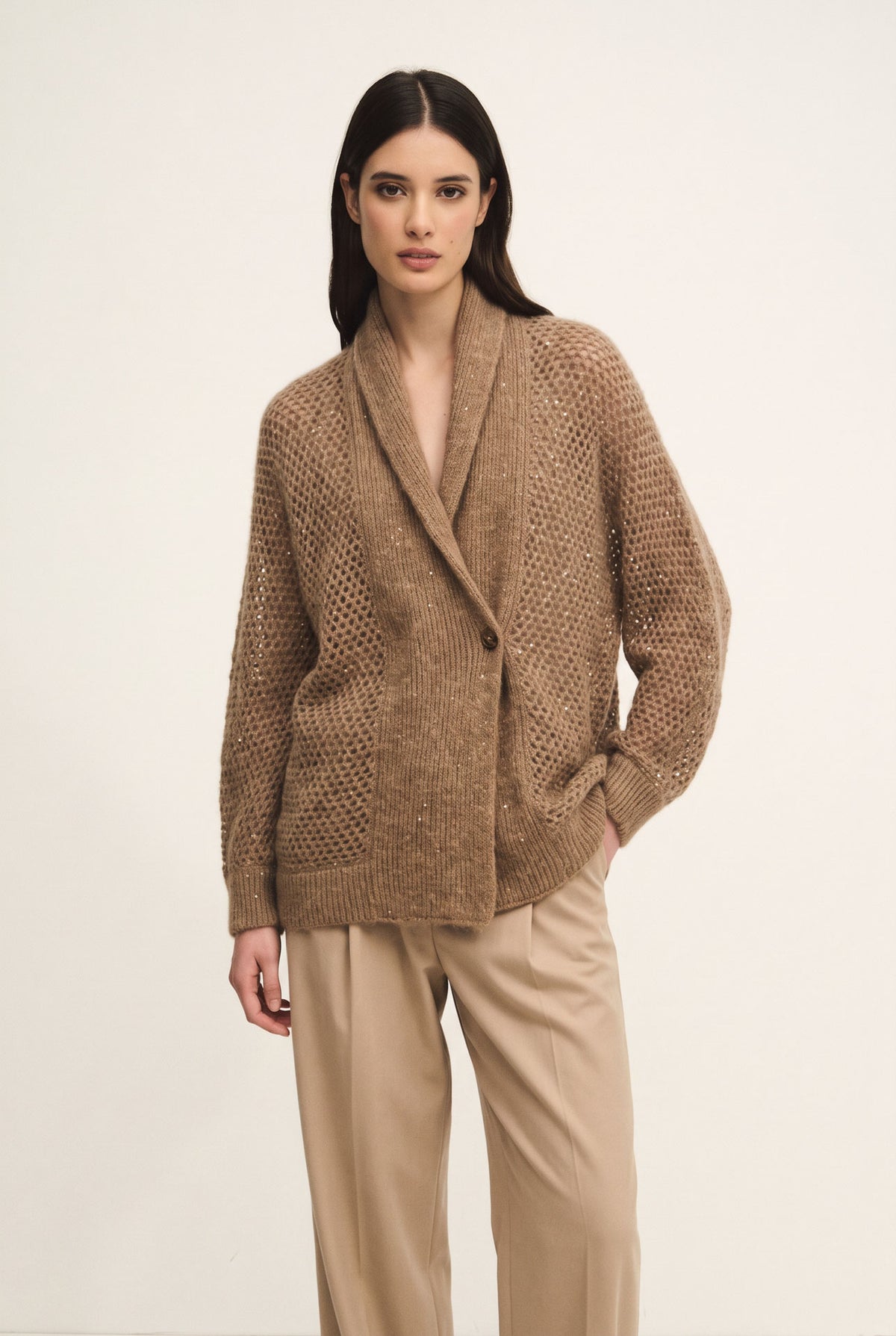 Cardigan dazzling in maglia openwork