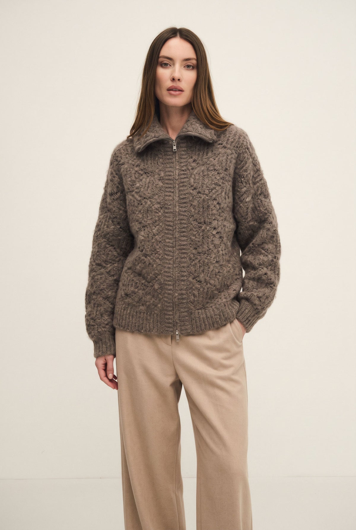 Cardigan zip Lumière in maglia