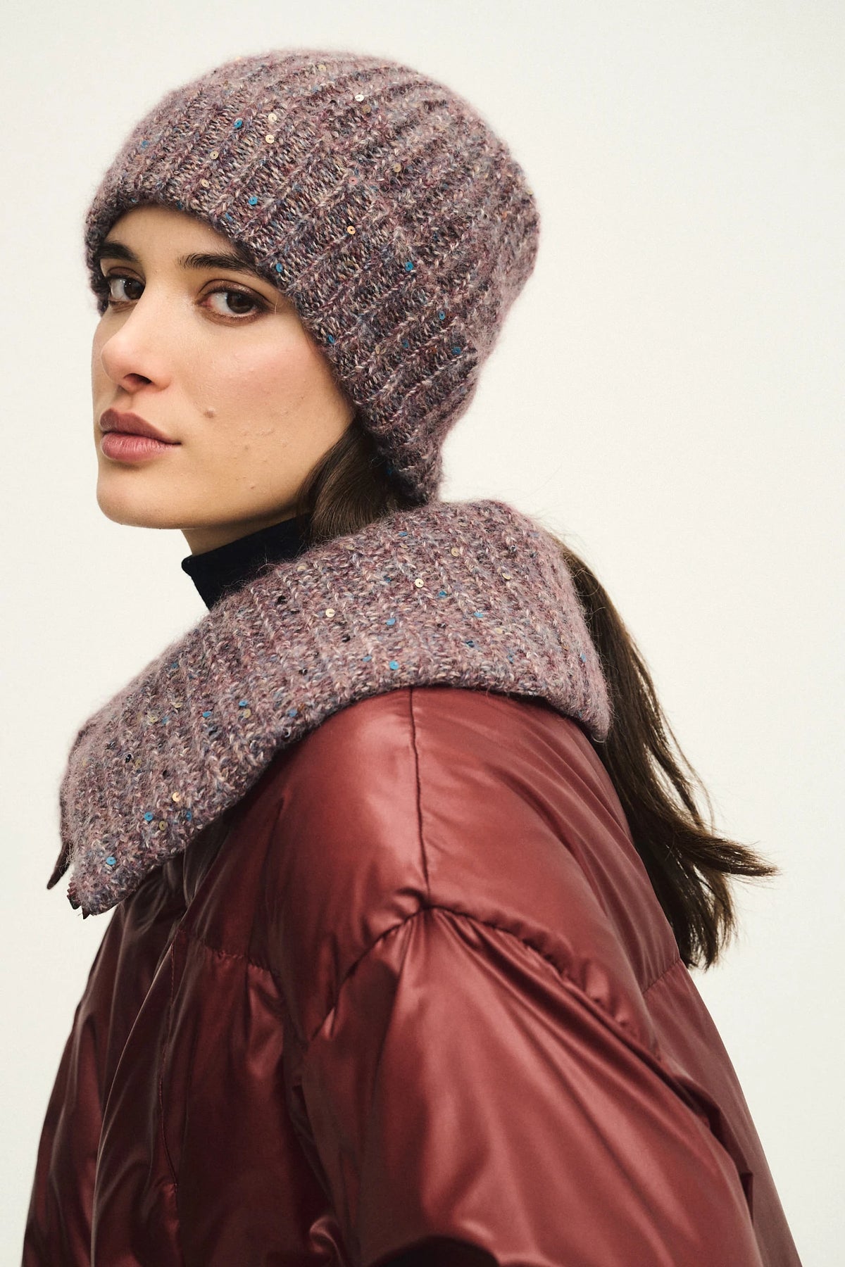 Cuffia cozy shine in maglia