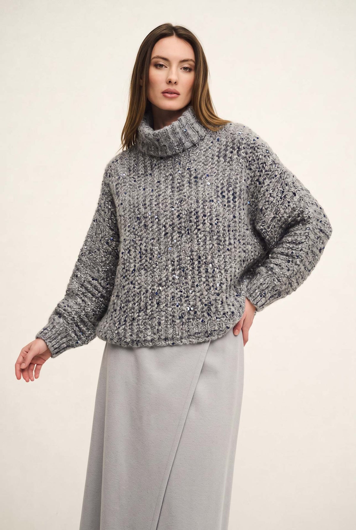 Diamond Glow sweater with high neck