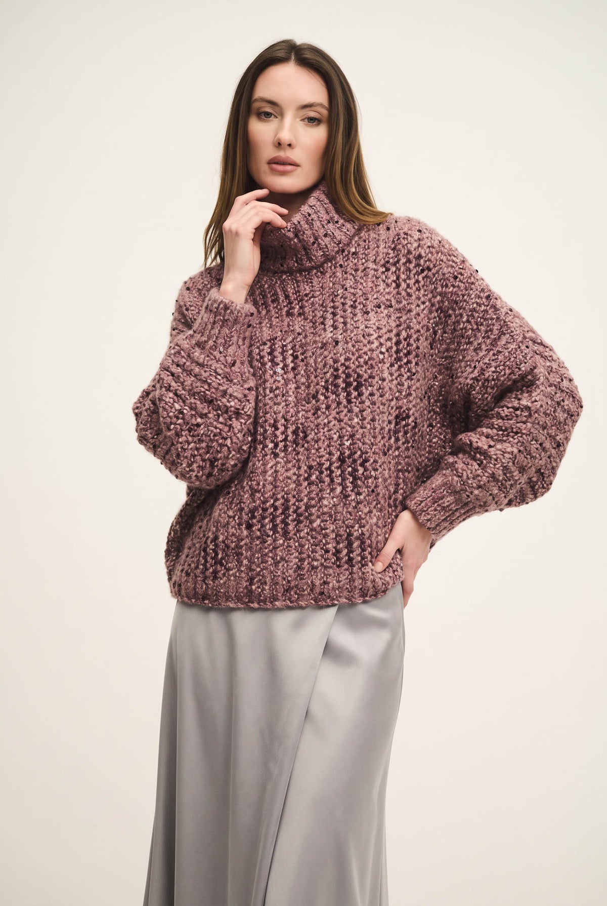 Diamond Glow sweater with high neck