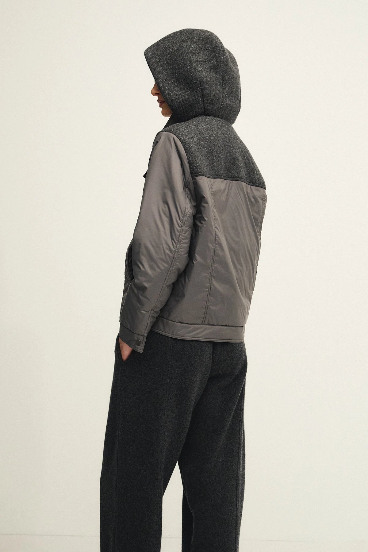 Jacket with knit inserts