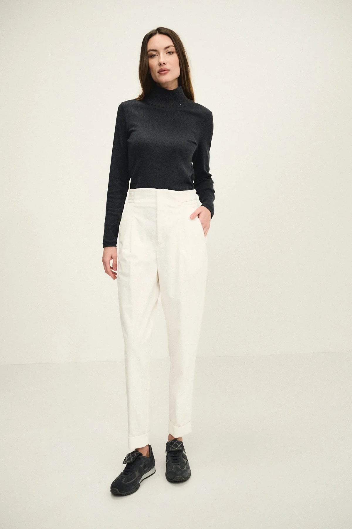 Pantaloni equestrian fit in velluto