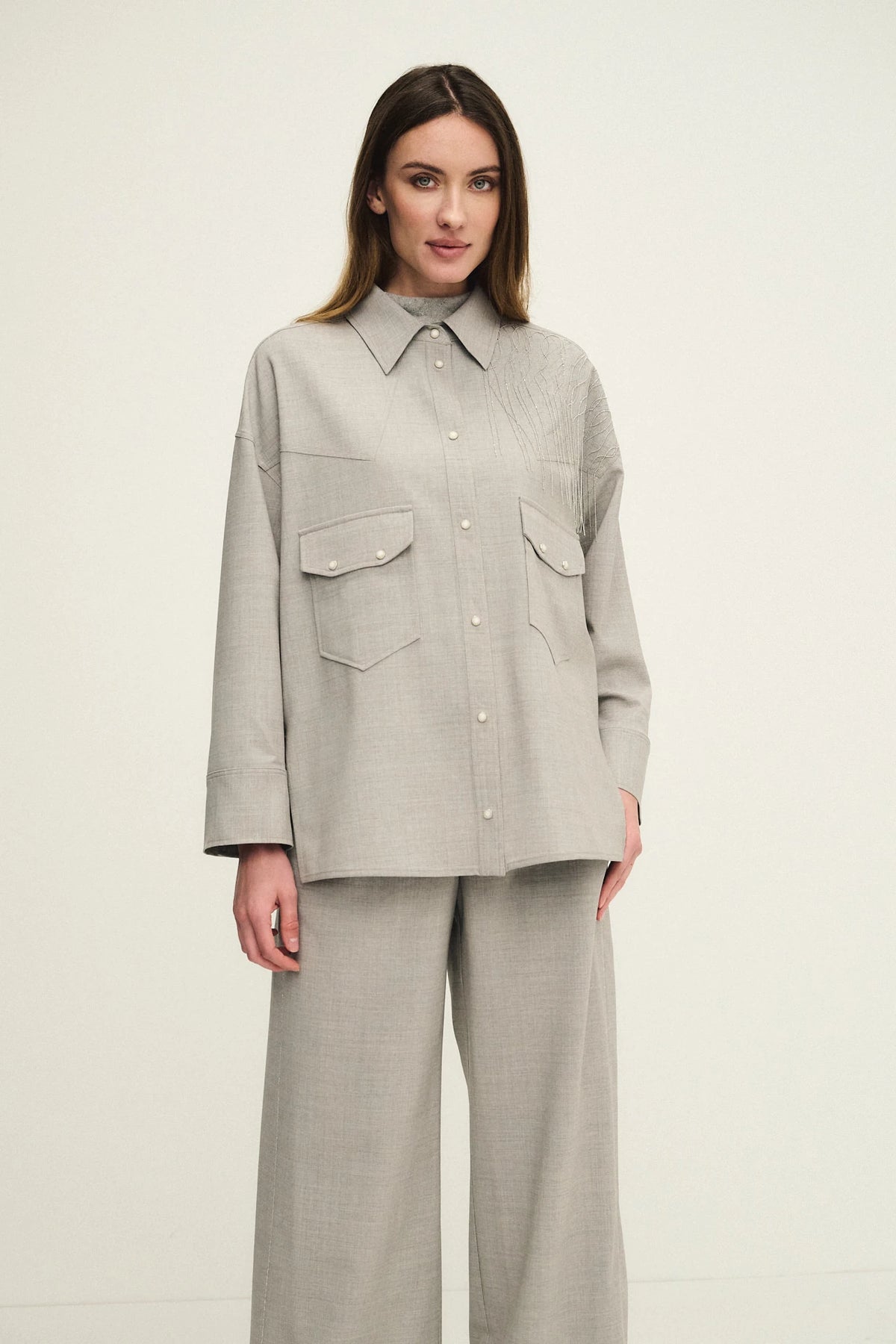 Overshirt with decorative charm