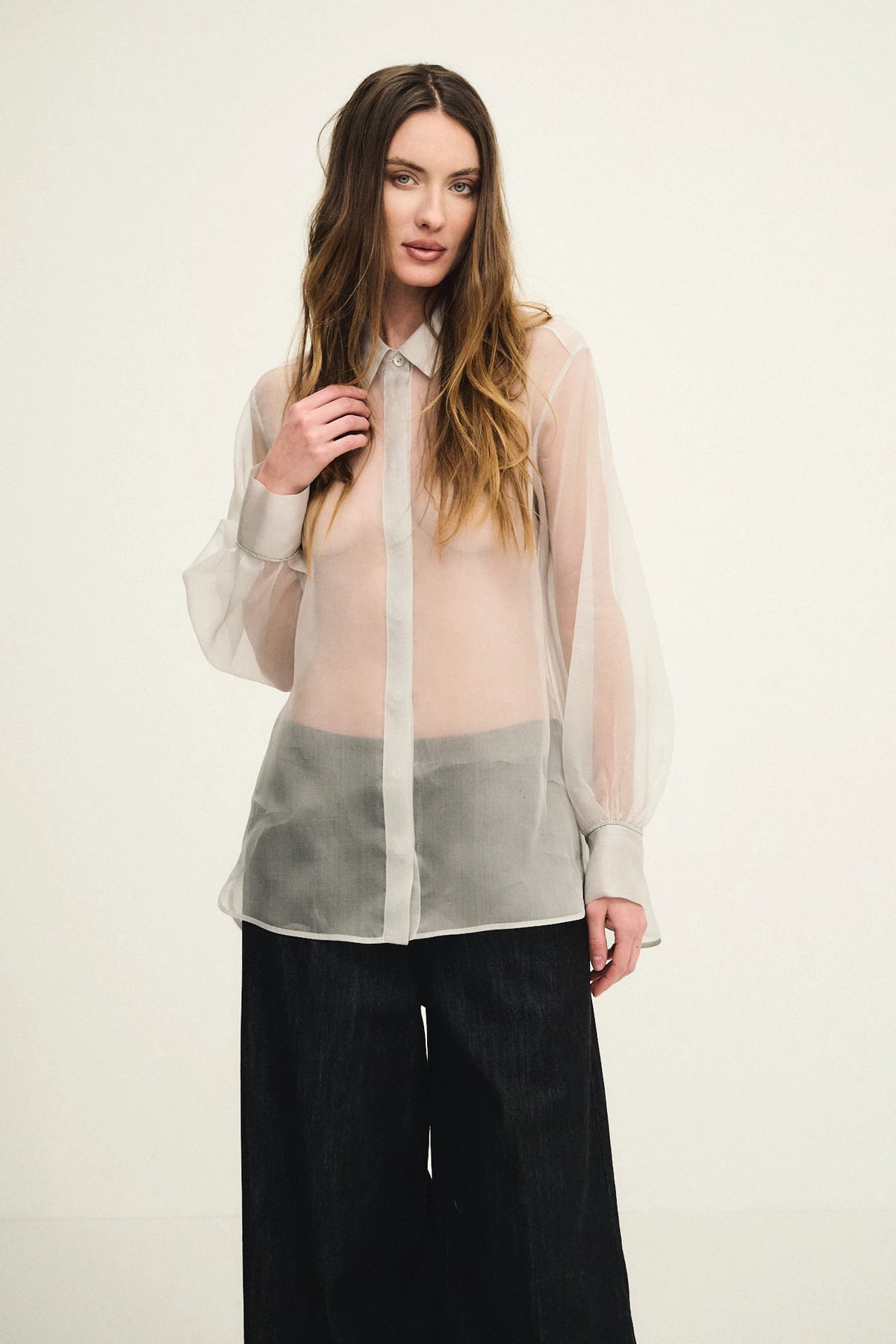 Pure silk organza shirt