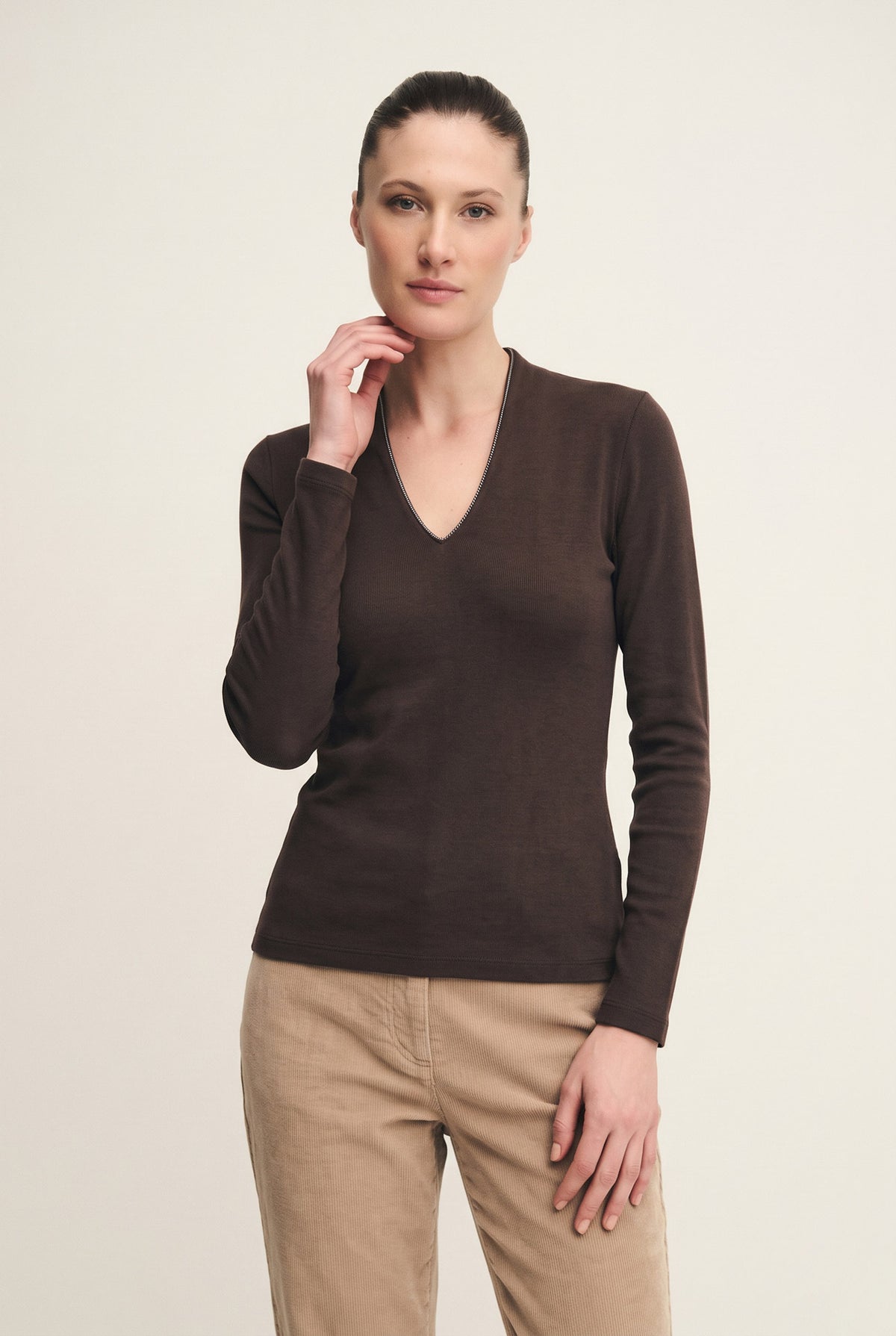 T-shirt in jersey a costina