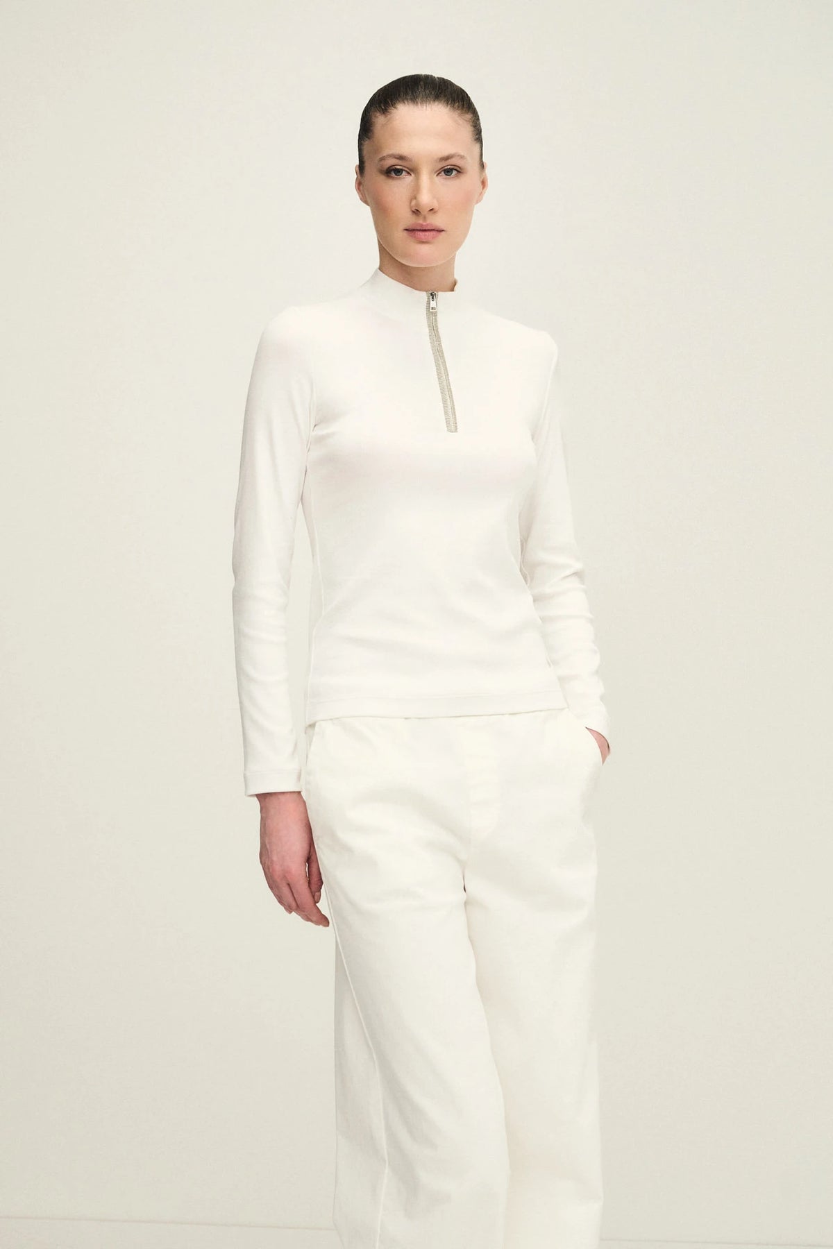 Lupetto zip in jersey a costina