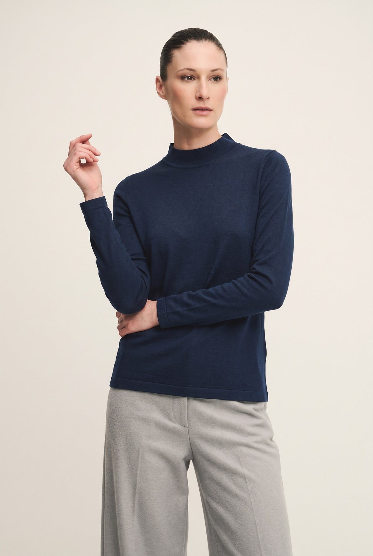 T-shirt collo lupetto in jersey di cotone