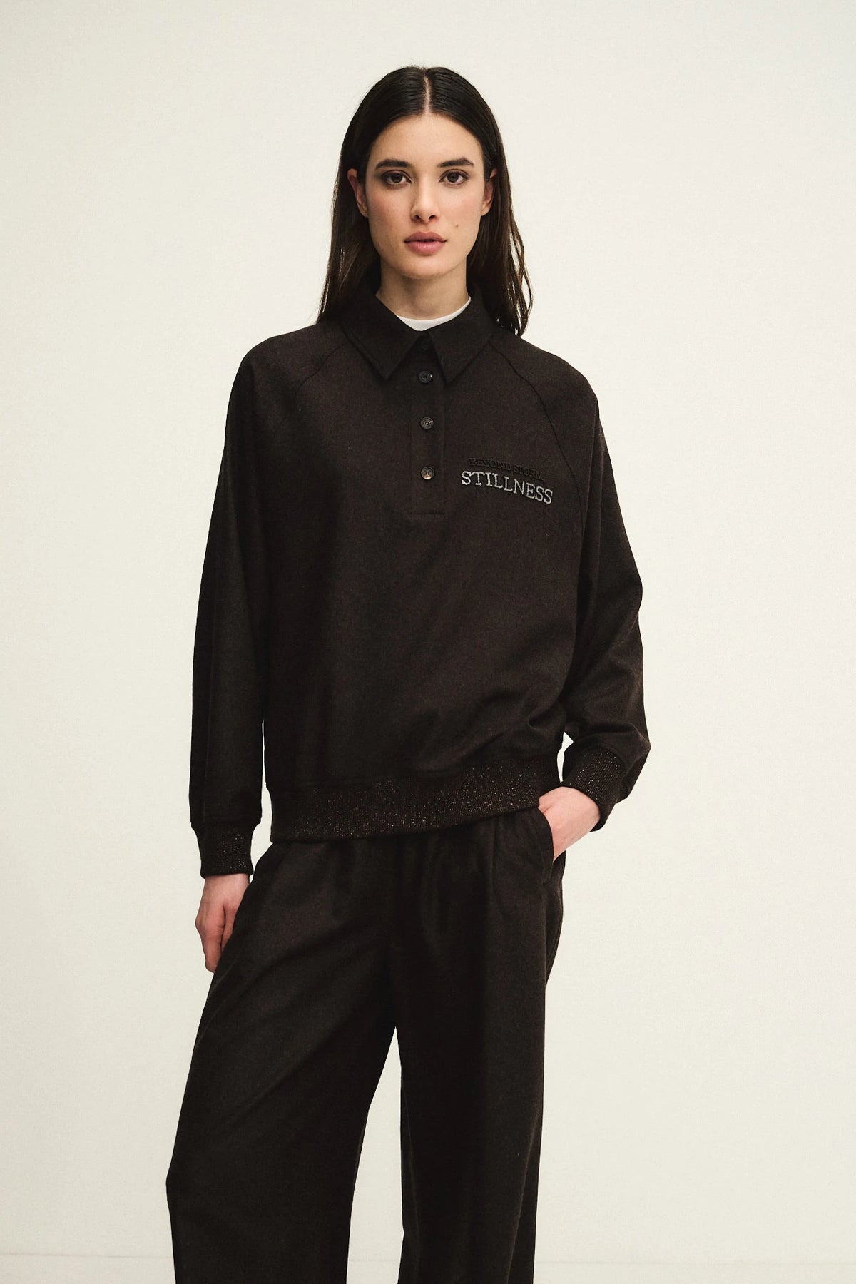 Wool and silk blend polo shirt