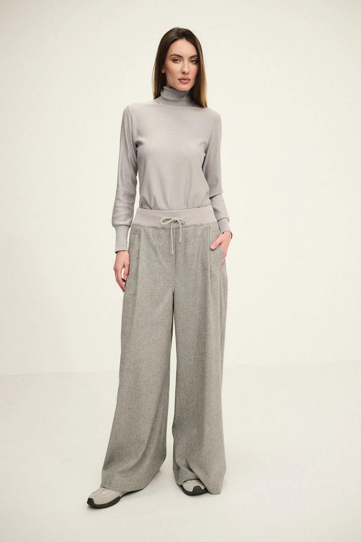 Pantaloni comfort in blend di lana e cashmere