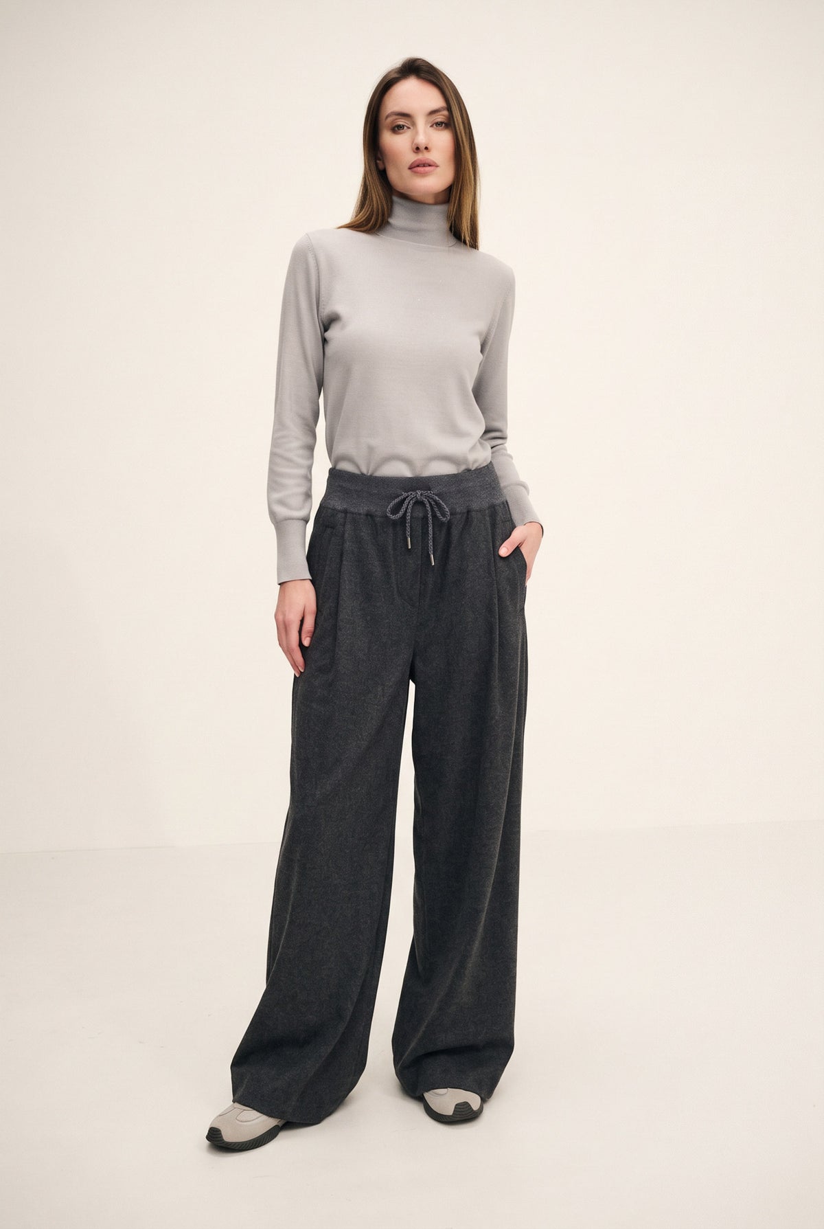 Pantaloni comfort in blend di lana e cashmere