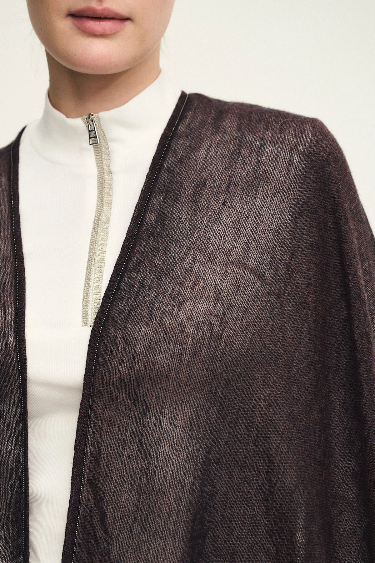 Poncho in alpaca, cashmere, seta e lana vergine