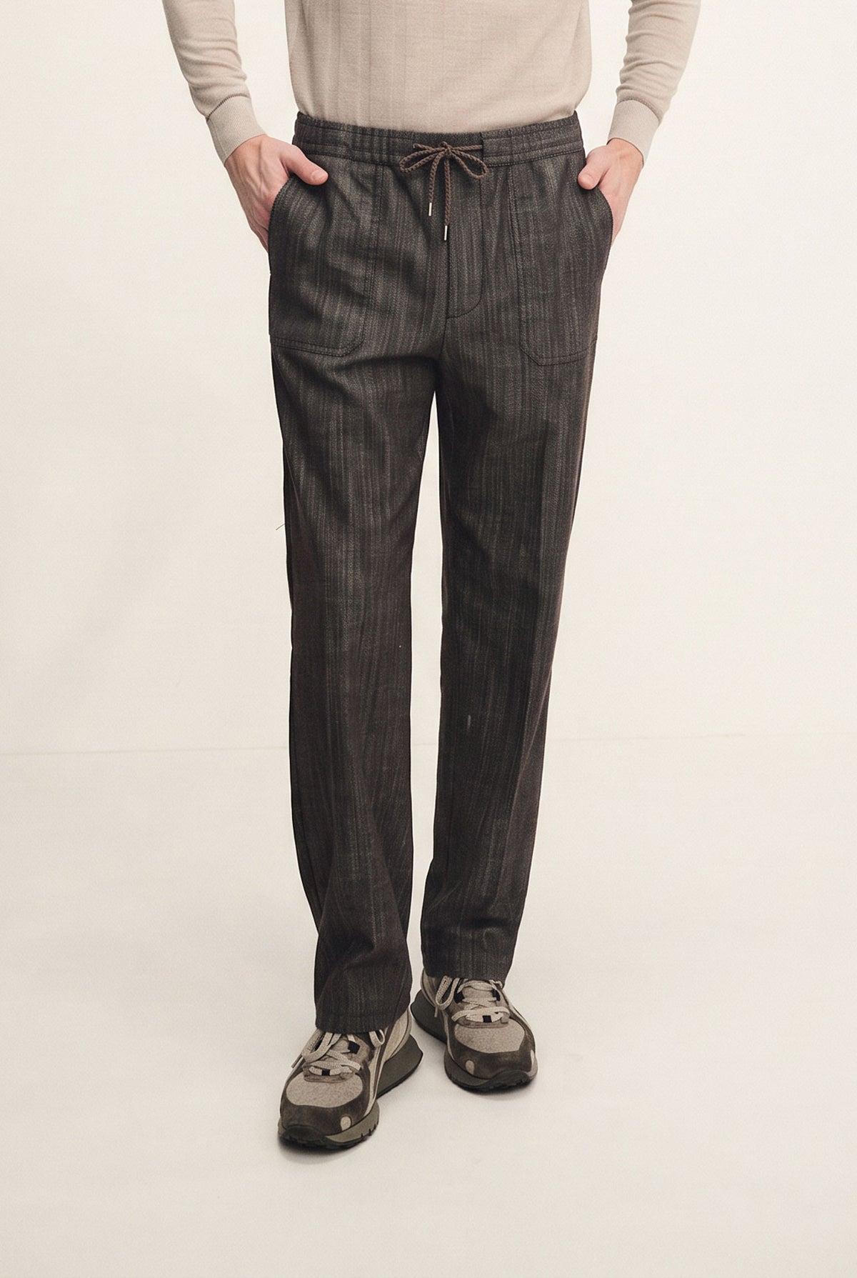 Pantalone pull up di denim fiammato