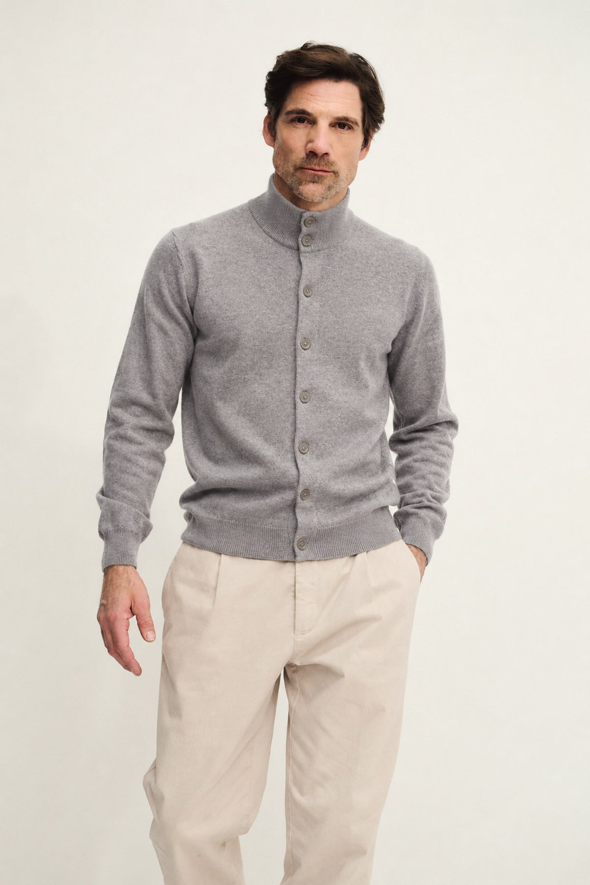 Giubbotto bottoni in lana, seta e cashmere