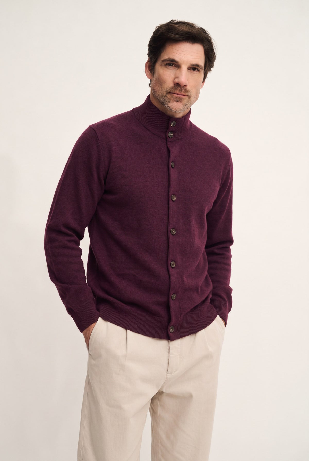 Giubbotto bottoni in lana, seta e cashmere