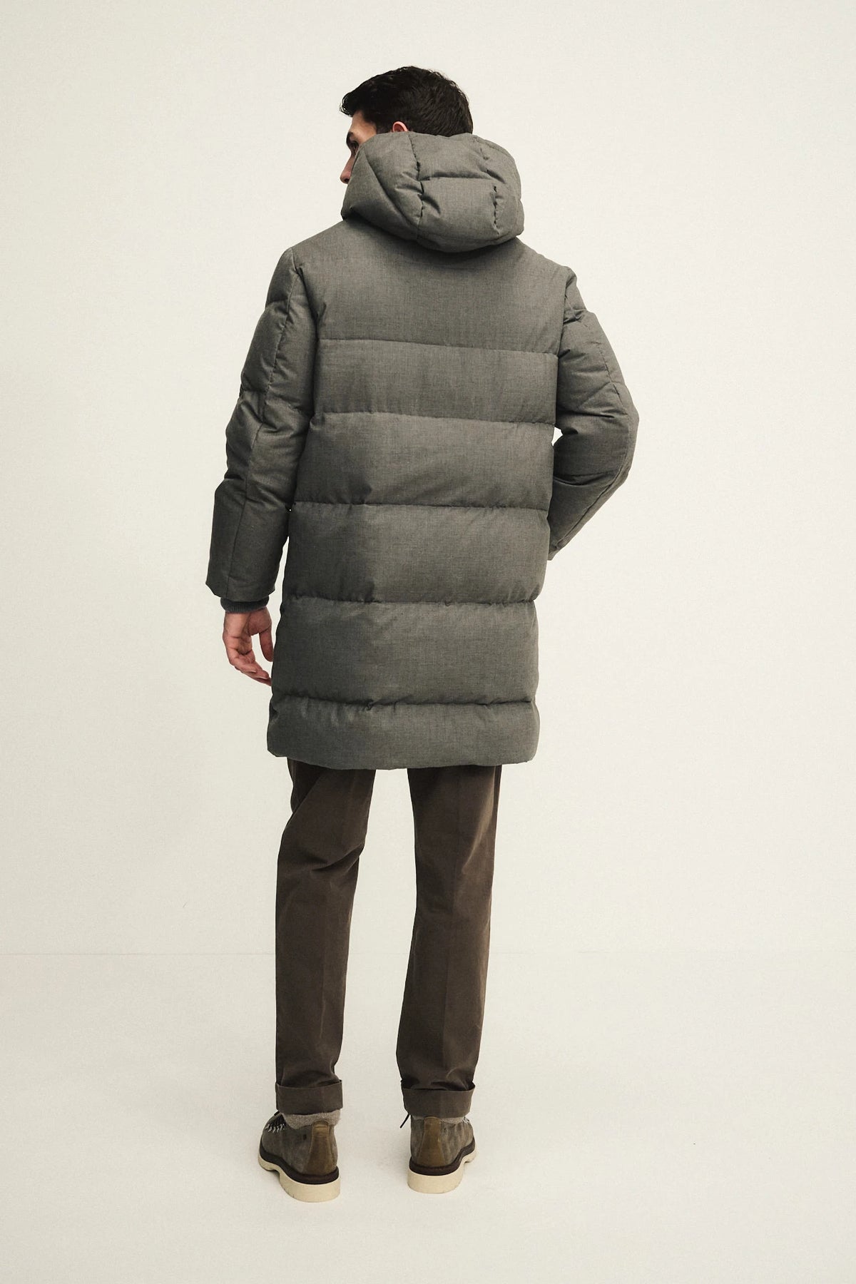 Parka imbottito in tessuto tecnico effetto melange