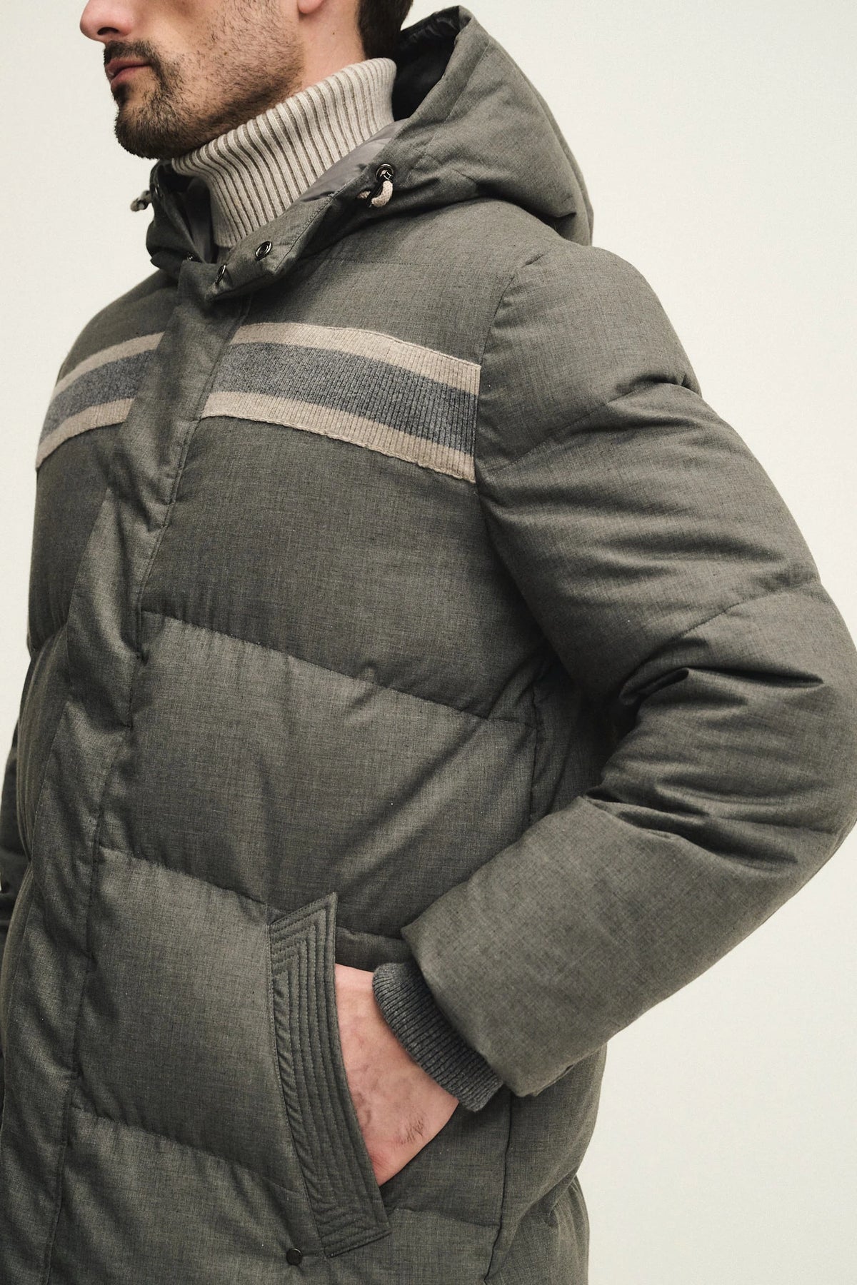 Parka imbottito in tessuto tecnico effetto melange