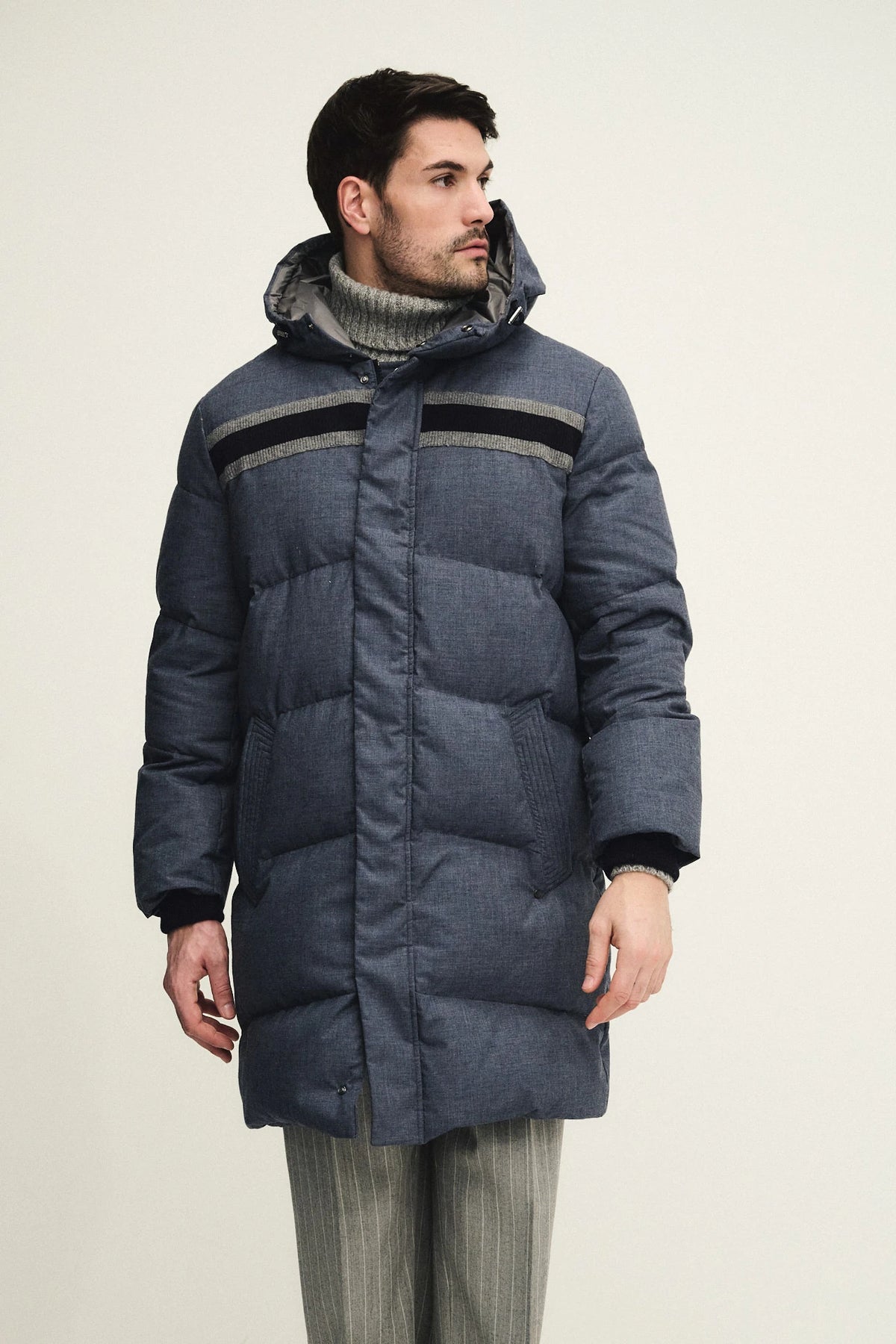 Parka imbottito in tessuto tecnico effetto melange