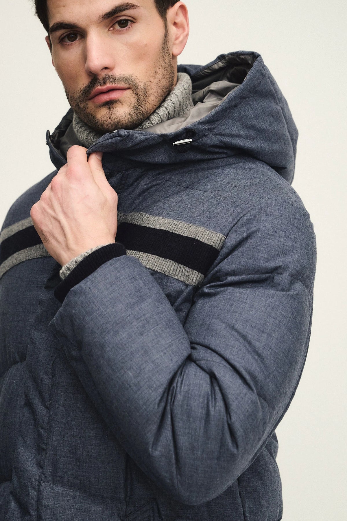 Parka imbottito in tessuto tecnico effetto melange