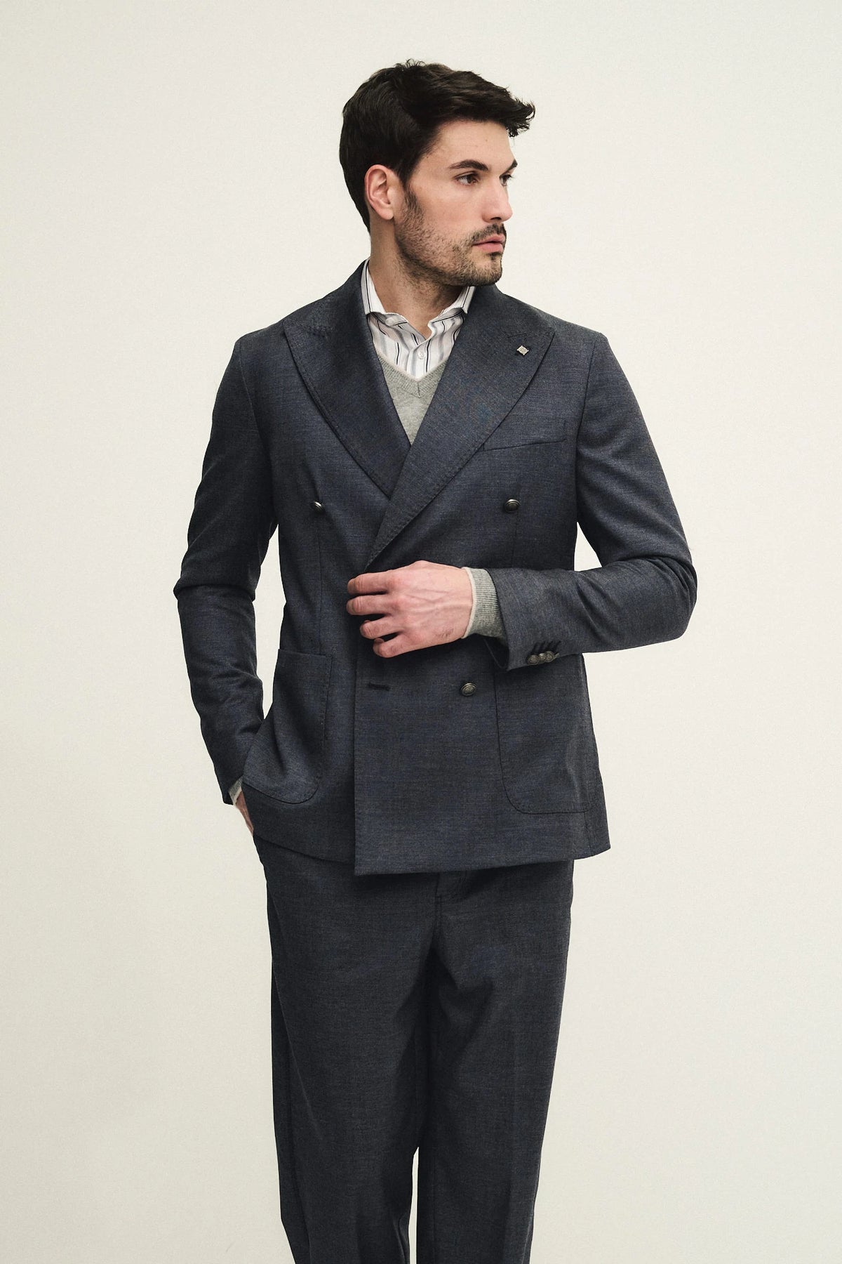 Blazer in denim di lana vergine extrafine