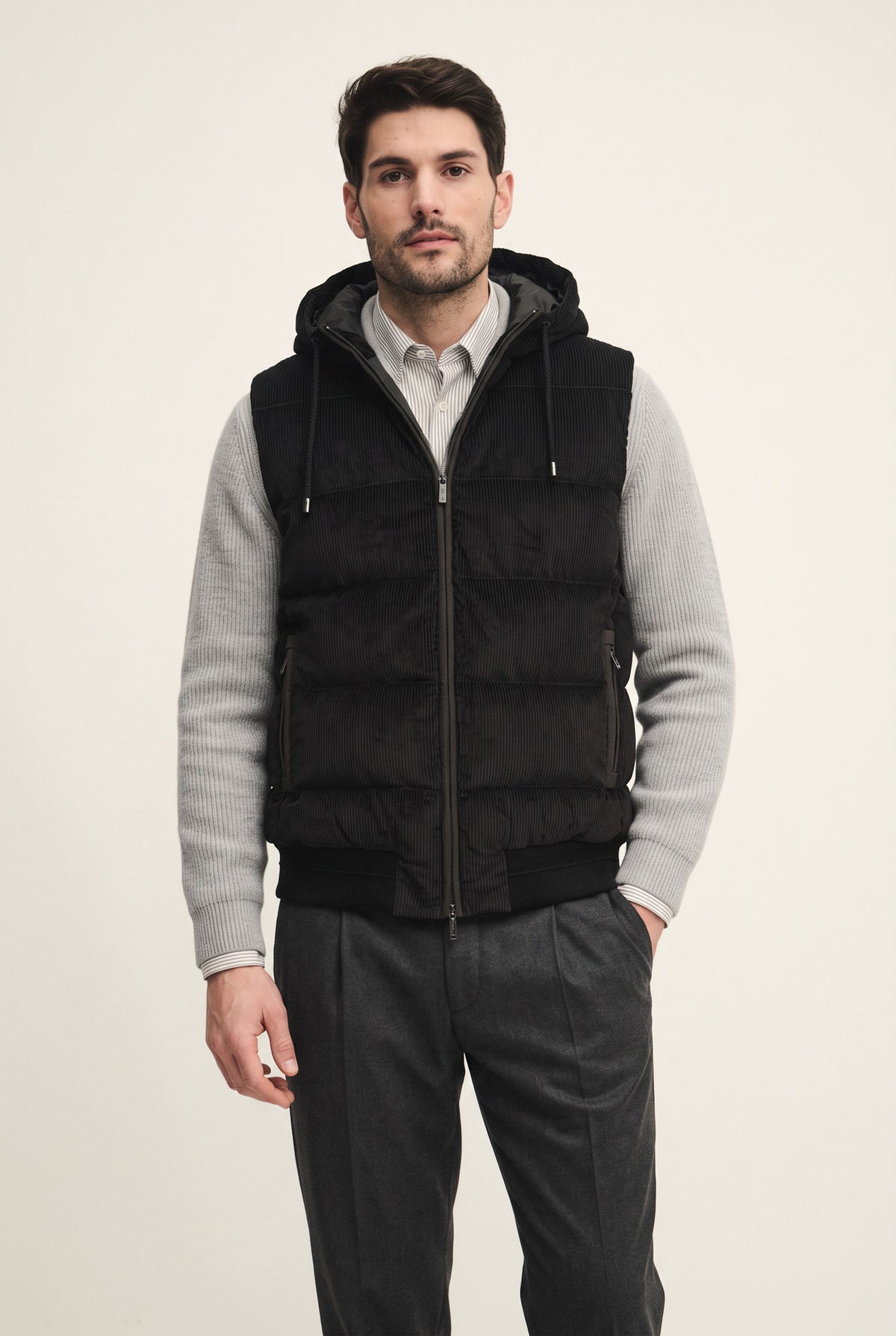 Cotton velvet hooded vest