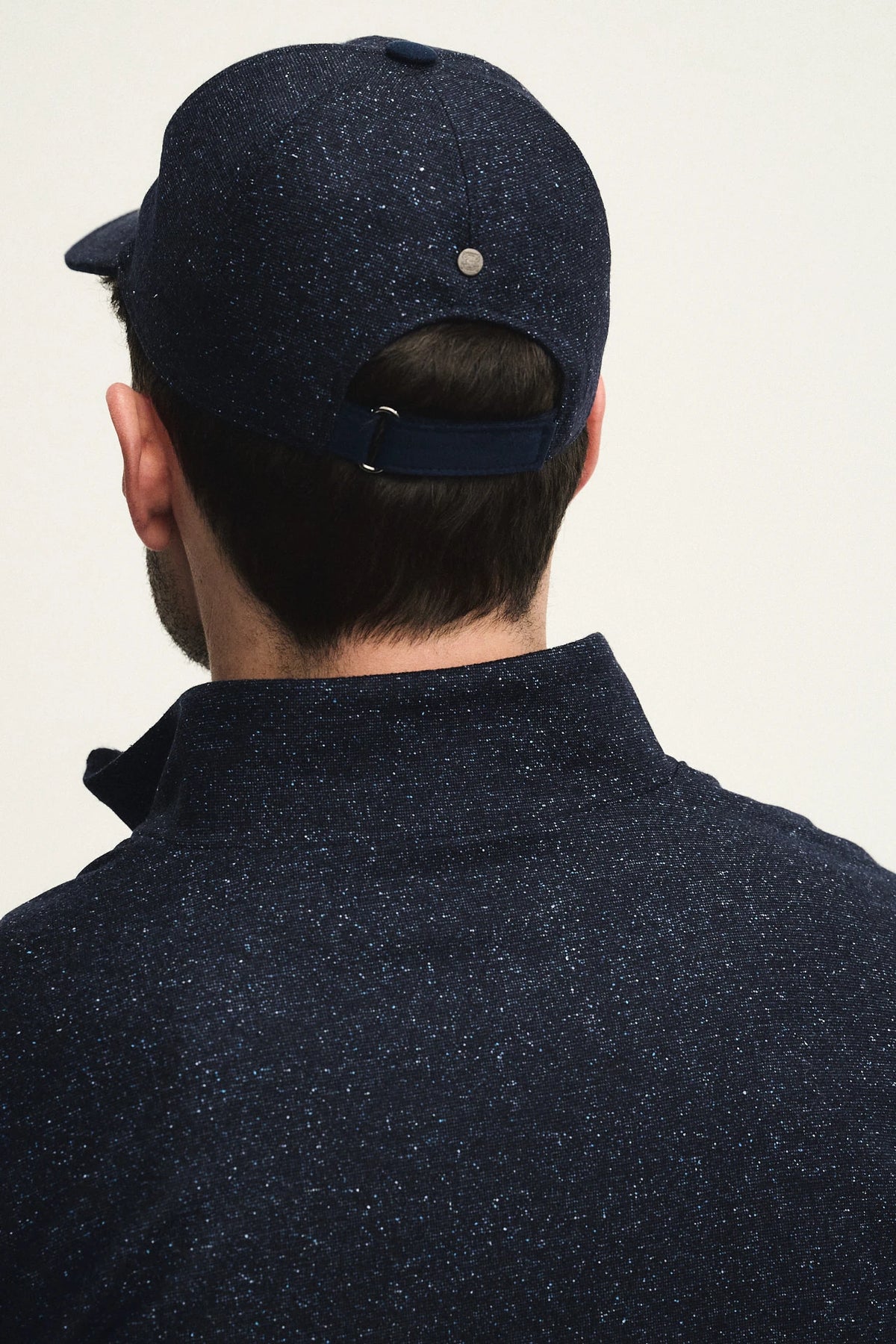 cappello da baseball in tessuto bottonato di lana e seta